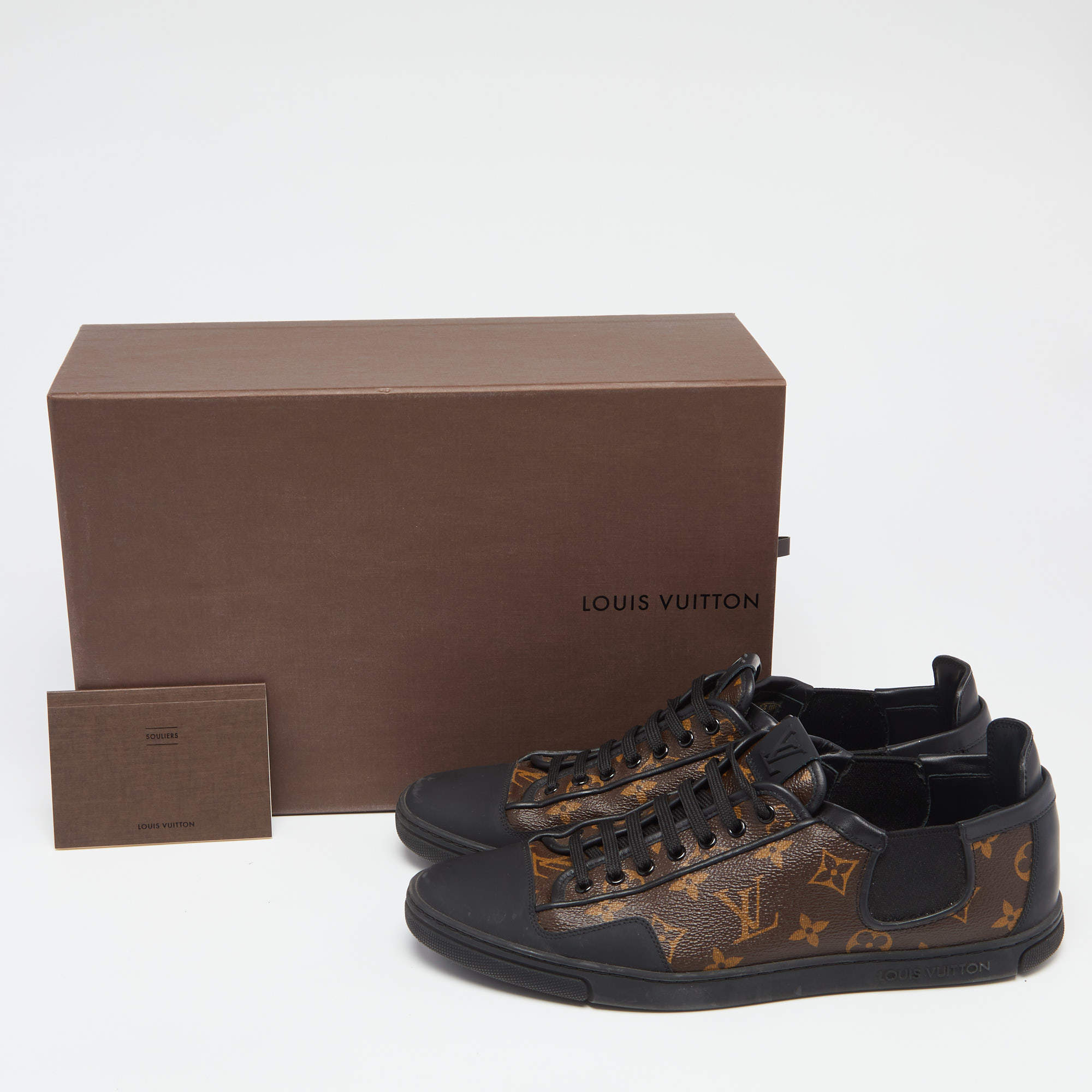 LOUIS VUITTON SLALOM Low Top Sneaker Black And Brown Monogram Leather Size  9.5 $400.00 - PicClick