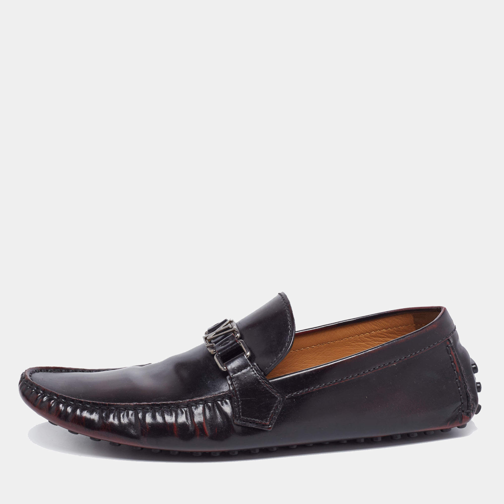 Pre Owned Louis Vuitton Two Tone Leather Hockenheim Slip On Loafers Size 44