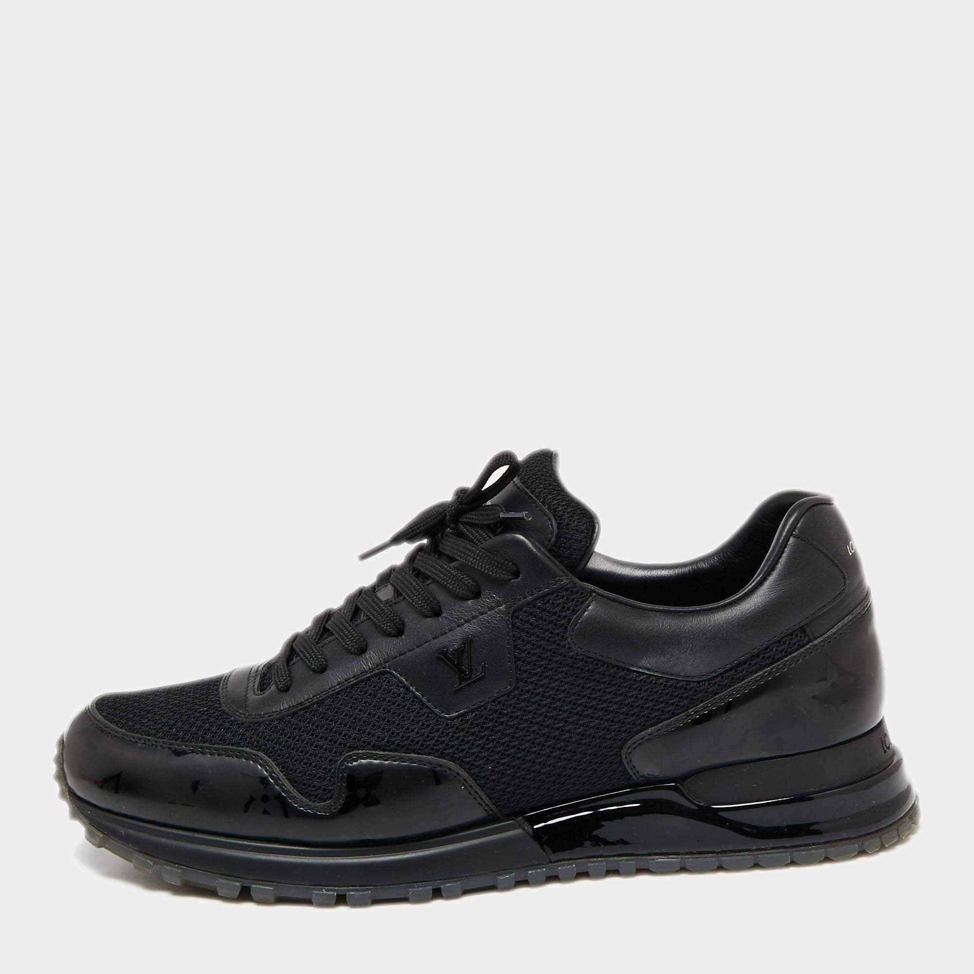 مملوكة مسبقًا Louis Vuitton Black Mesh and Monogram Leather And Mesh Run-Away Low-Top Sneakers Size 40