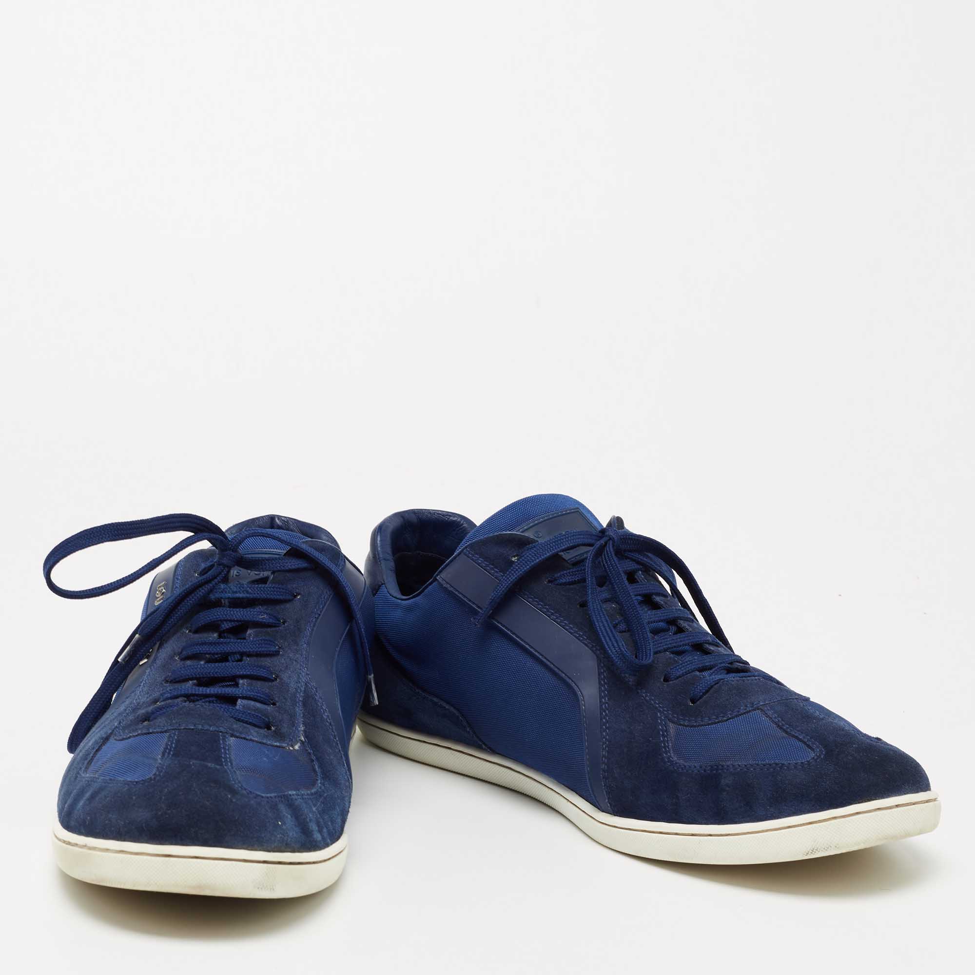 Louis Vuitton Blue Suede And Canvas Trainers Low Top Sneakers Size