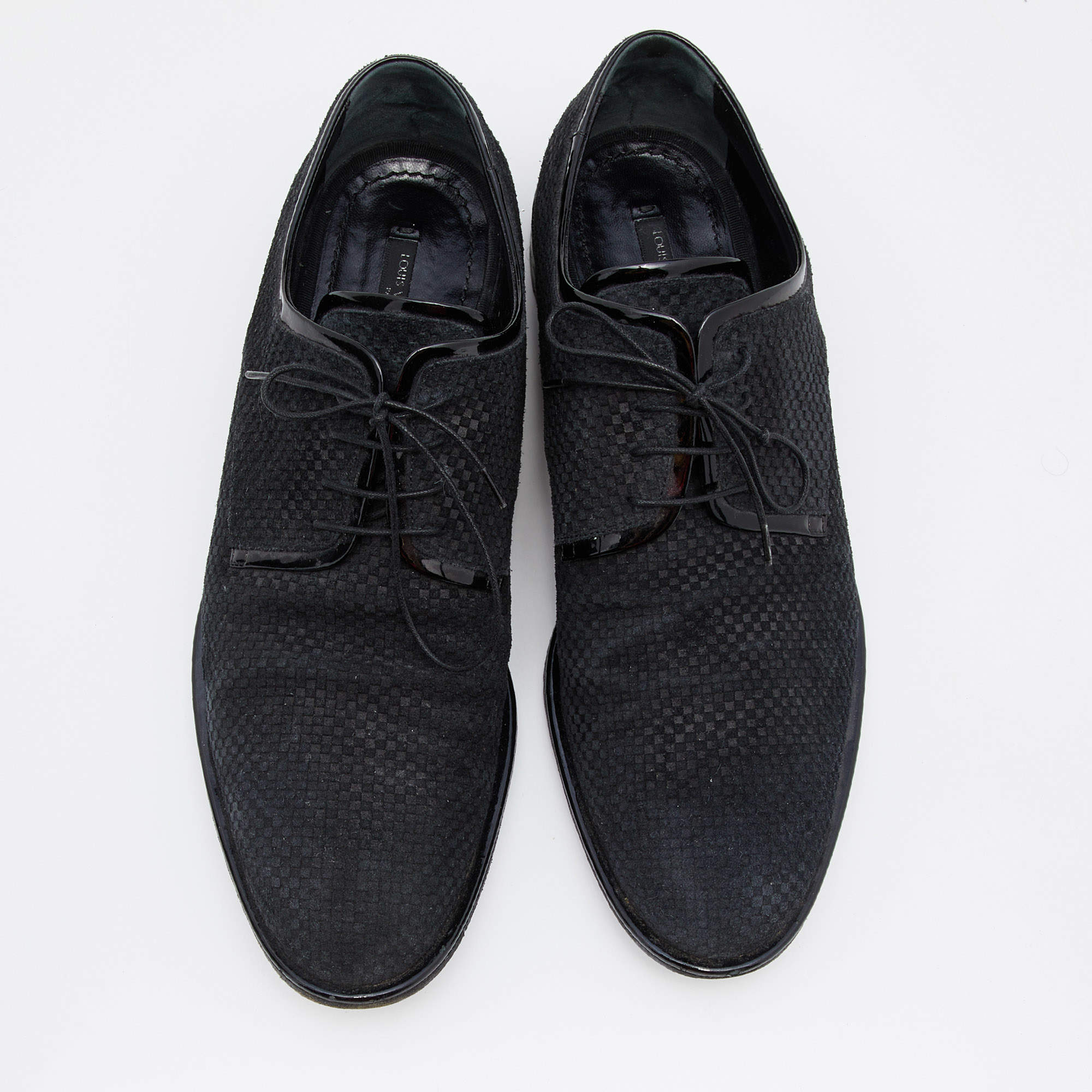 Louis Vuitton Black Damier Embossed Leather Lace-Up Derby Size 43