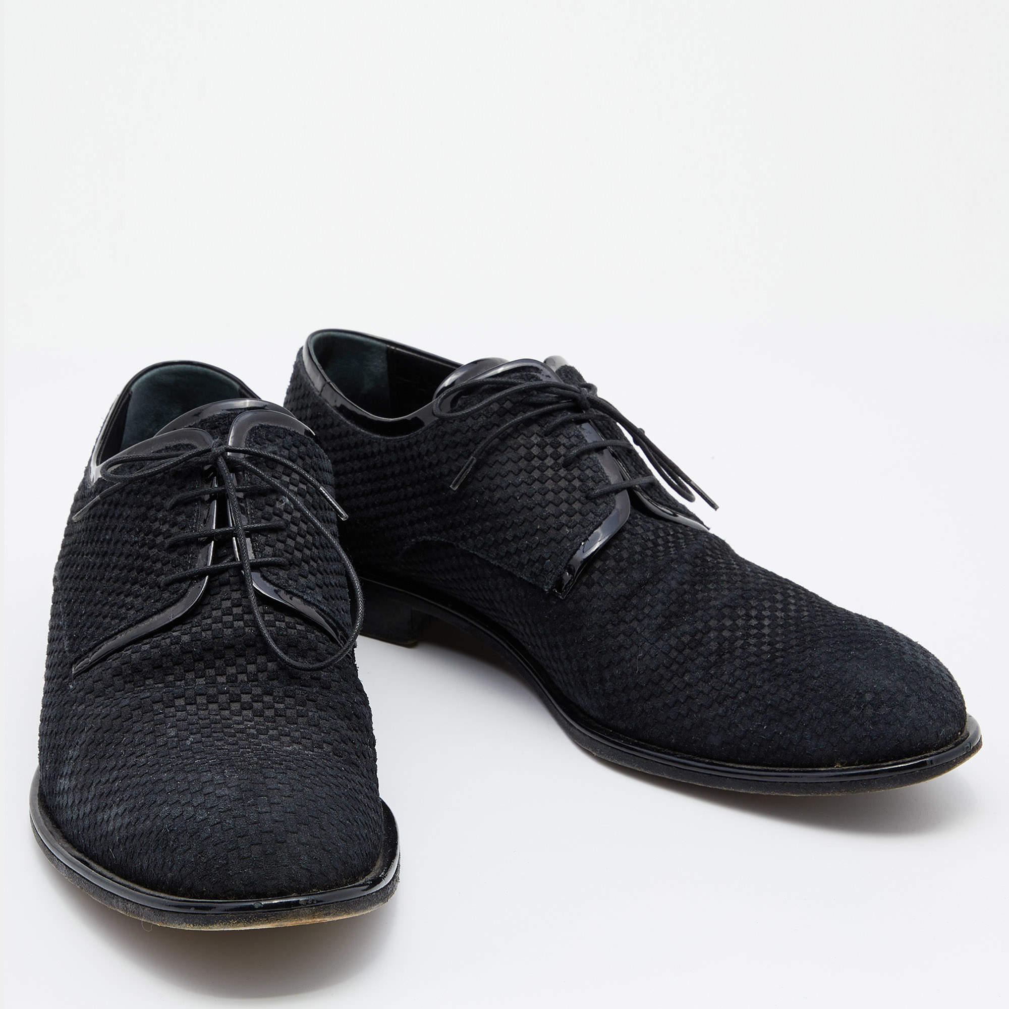 Louis Vuitton Black Damier Leather Lace Up Oxfords Size 43 - ShopStyle
