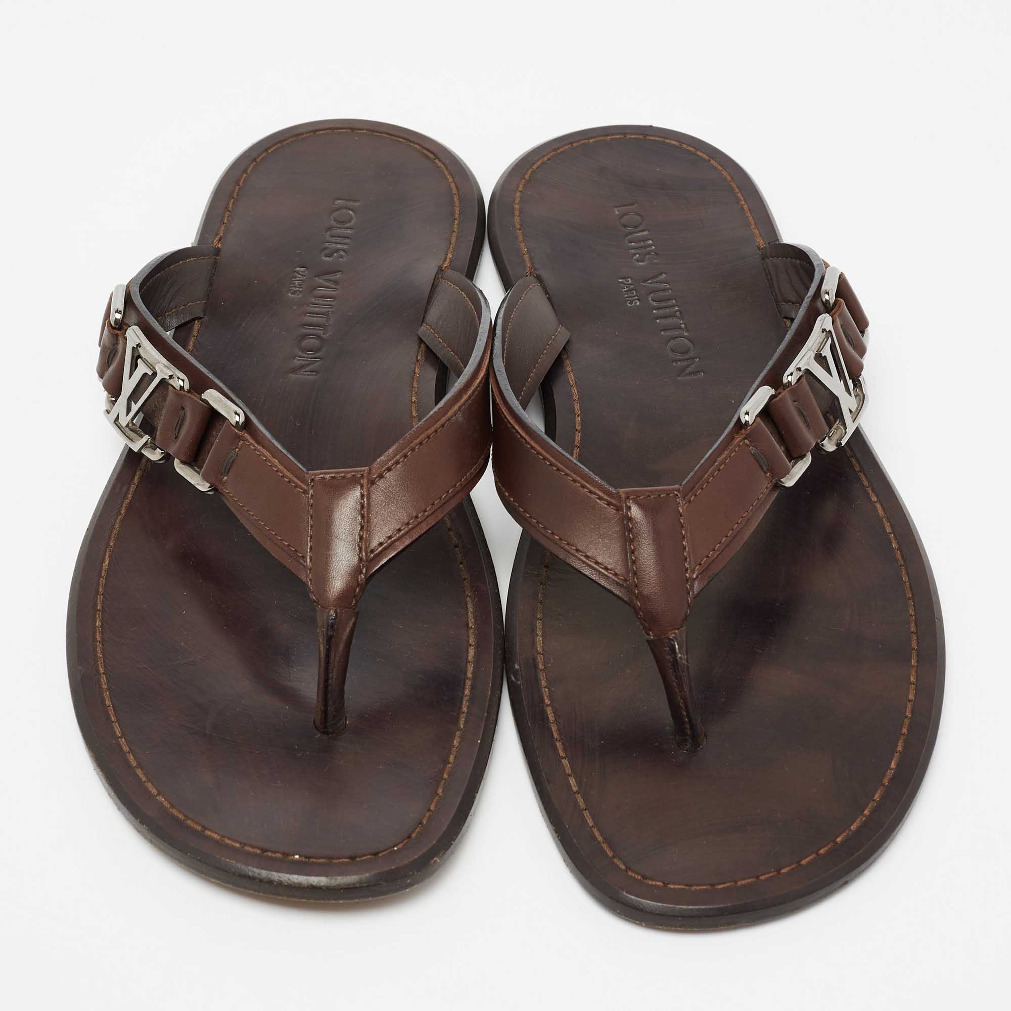 Leather sandal Louis Vuitton Brown size 40 EU in Leather - 32842366