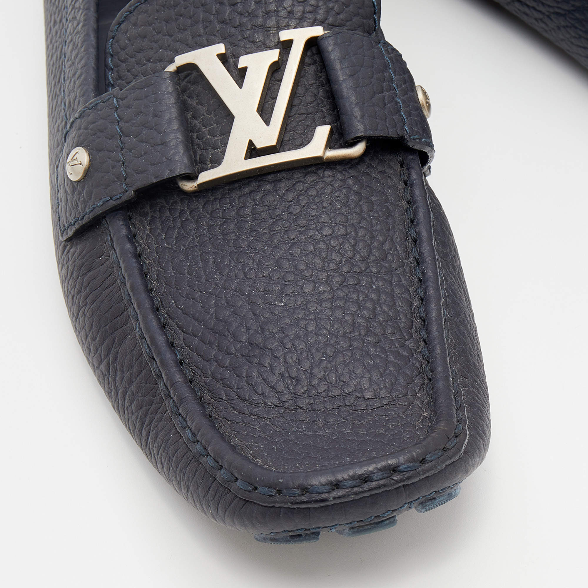 LOUIS VUITTON* Montaigne Leather Loafers - Navy Blue - Size 11 US
