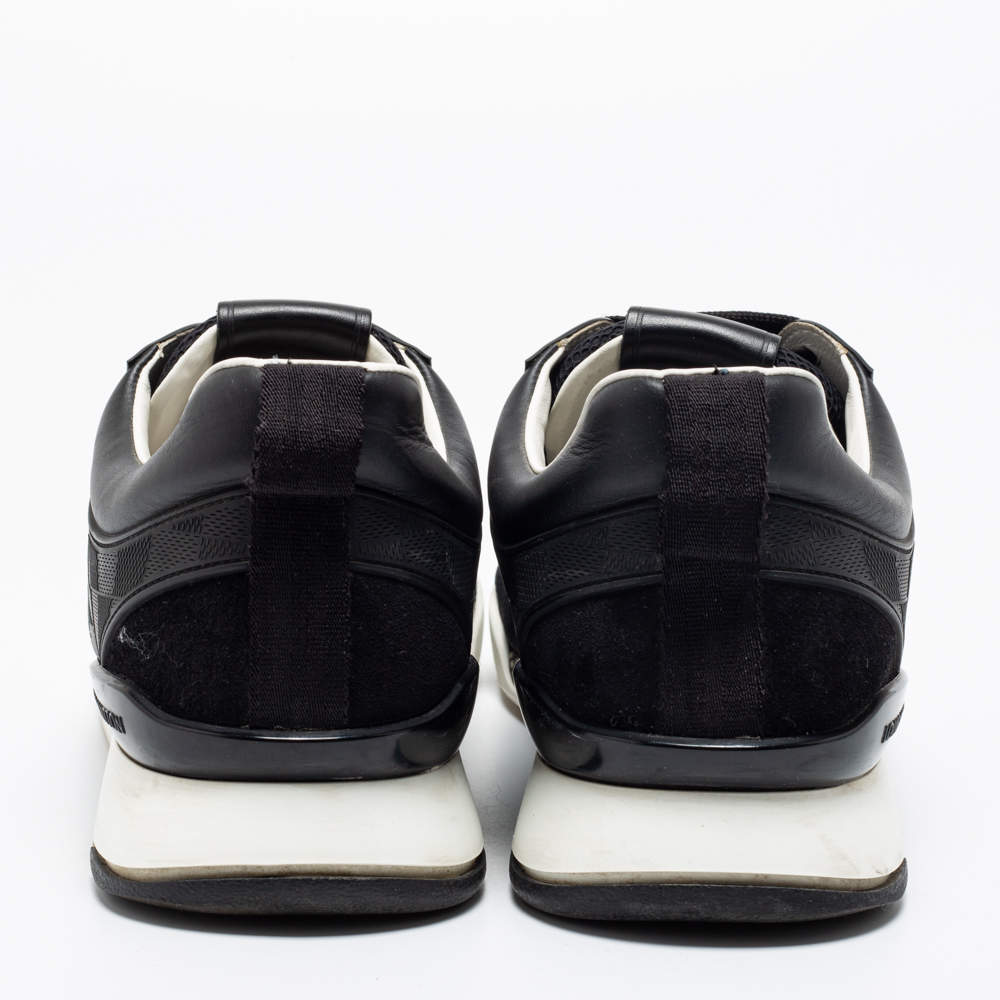 LOUIS VUITTON Neoprene Mesh Rubber Monogram Camo Fastlane Low Sneakers 5  Black 1207170