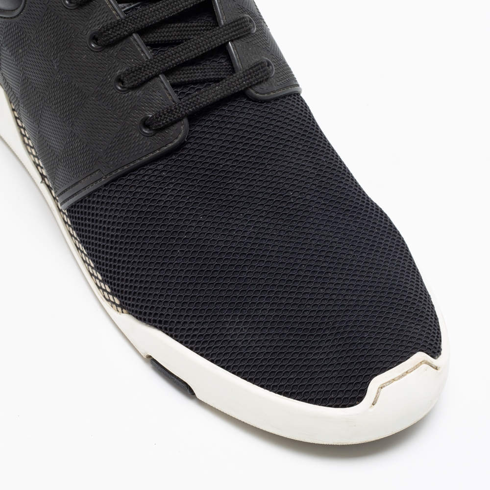 LOUIS VUITTON Neoprene Mesh Rubber Monogram Camo Fastlane Low Sneakers 5  Black 1207170