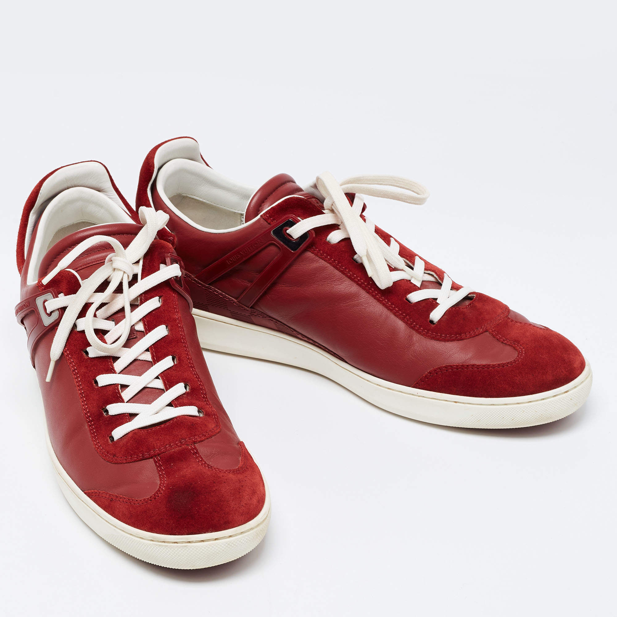 Louis Vuitton Red Suede And Nylon Low Top Sneakers Size 43.5 Louis Vuitton
