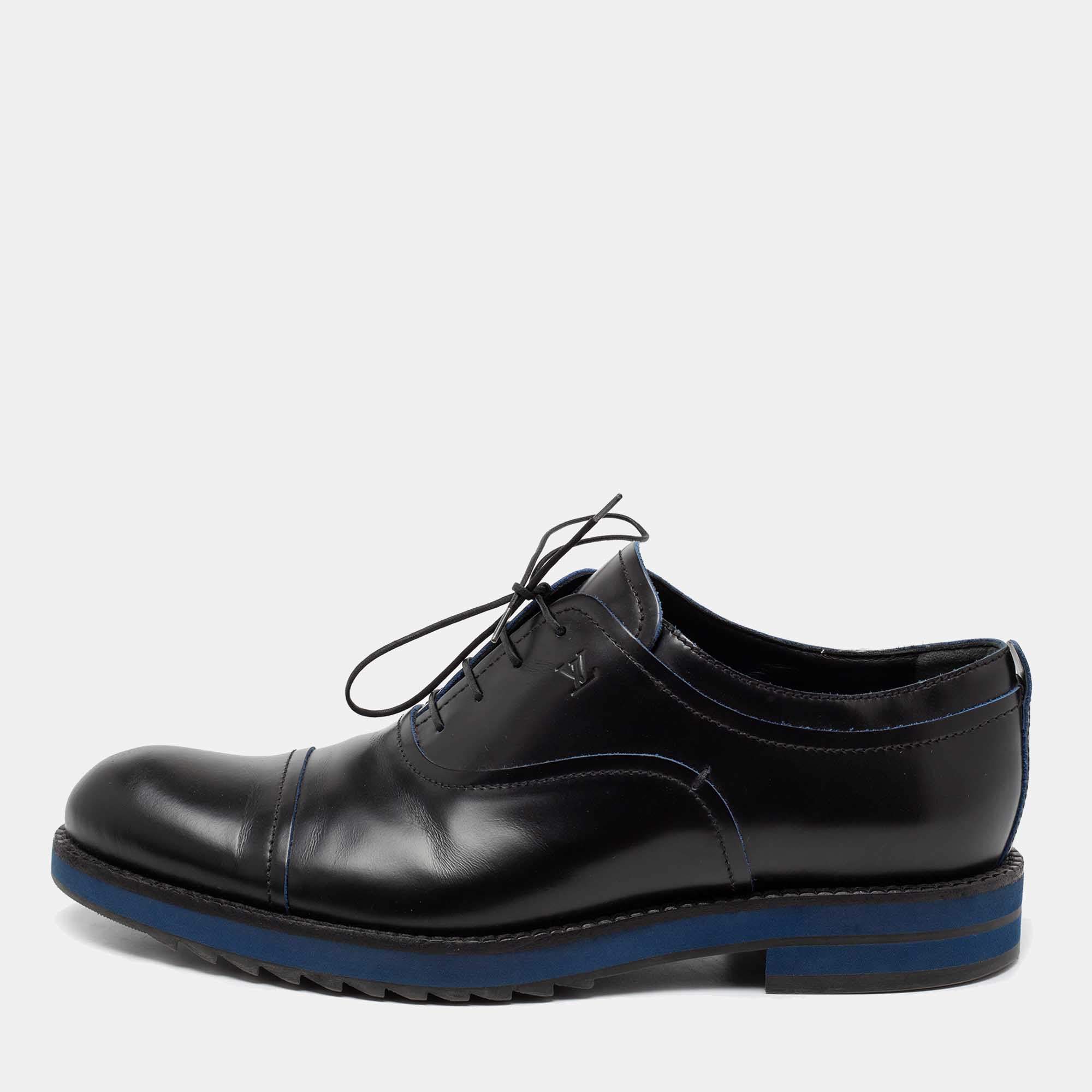 Louis Vuitton Black Leather Lace Up Oxfords Size 41