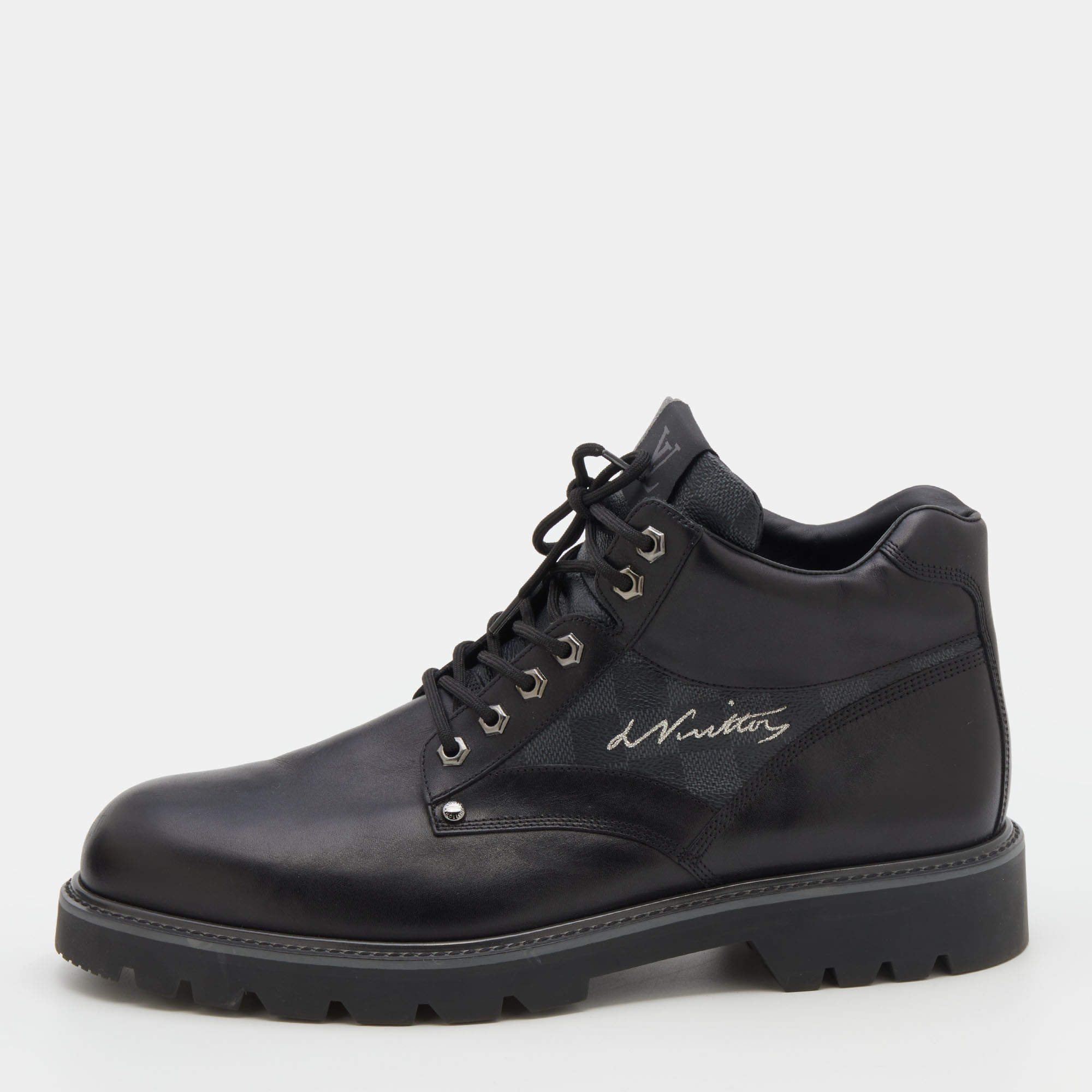 Louis Vuitton Bota Oberkampf Nigo Vuitton Negro Cuero ref.444435