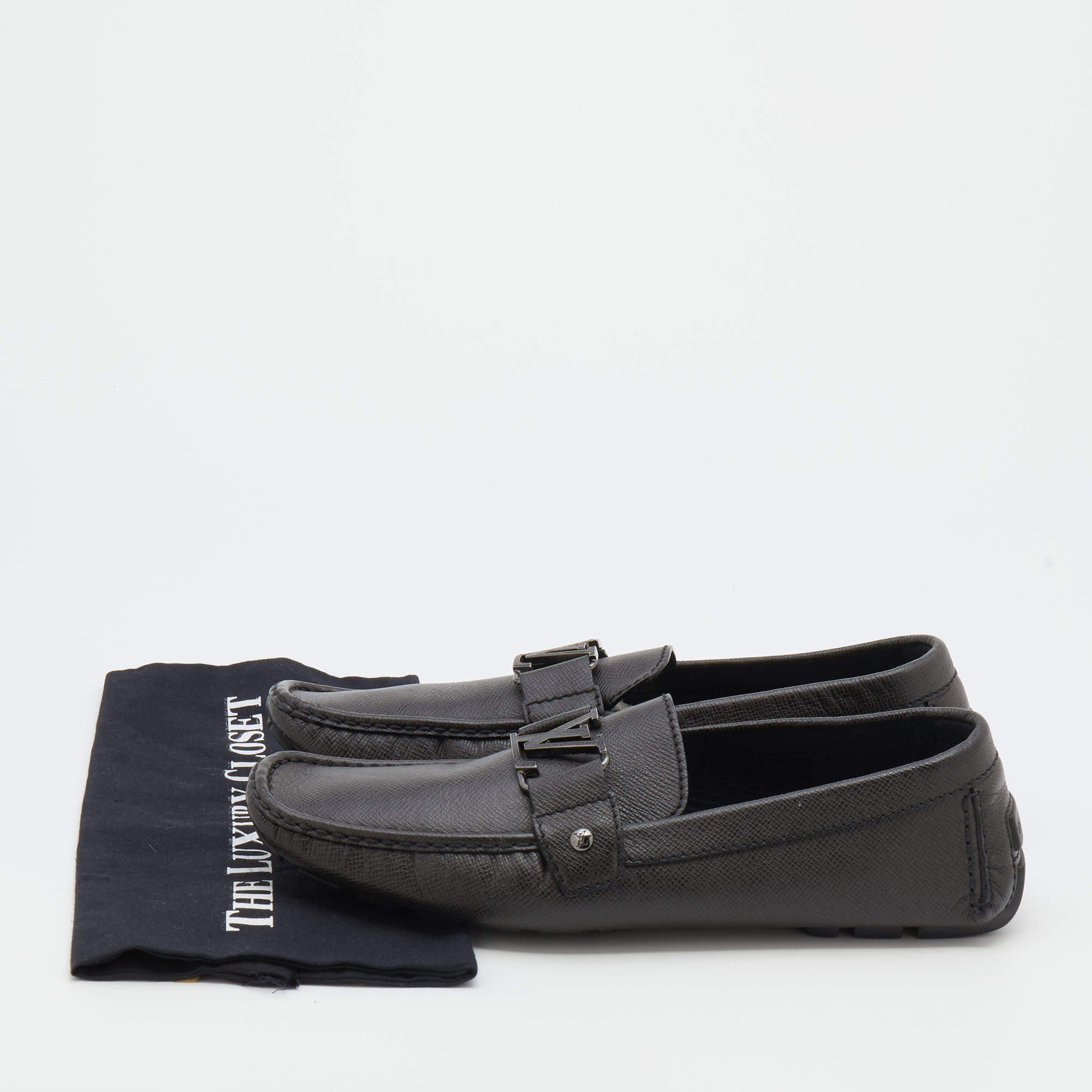 Louis Vuitton Graphite Leather Monte Carlo Slip On Loafers Size 44 Louis  Vuitton