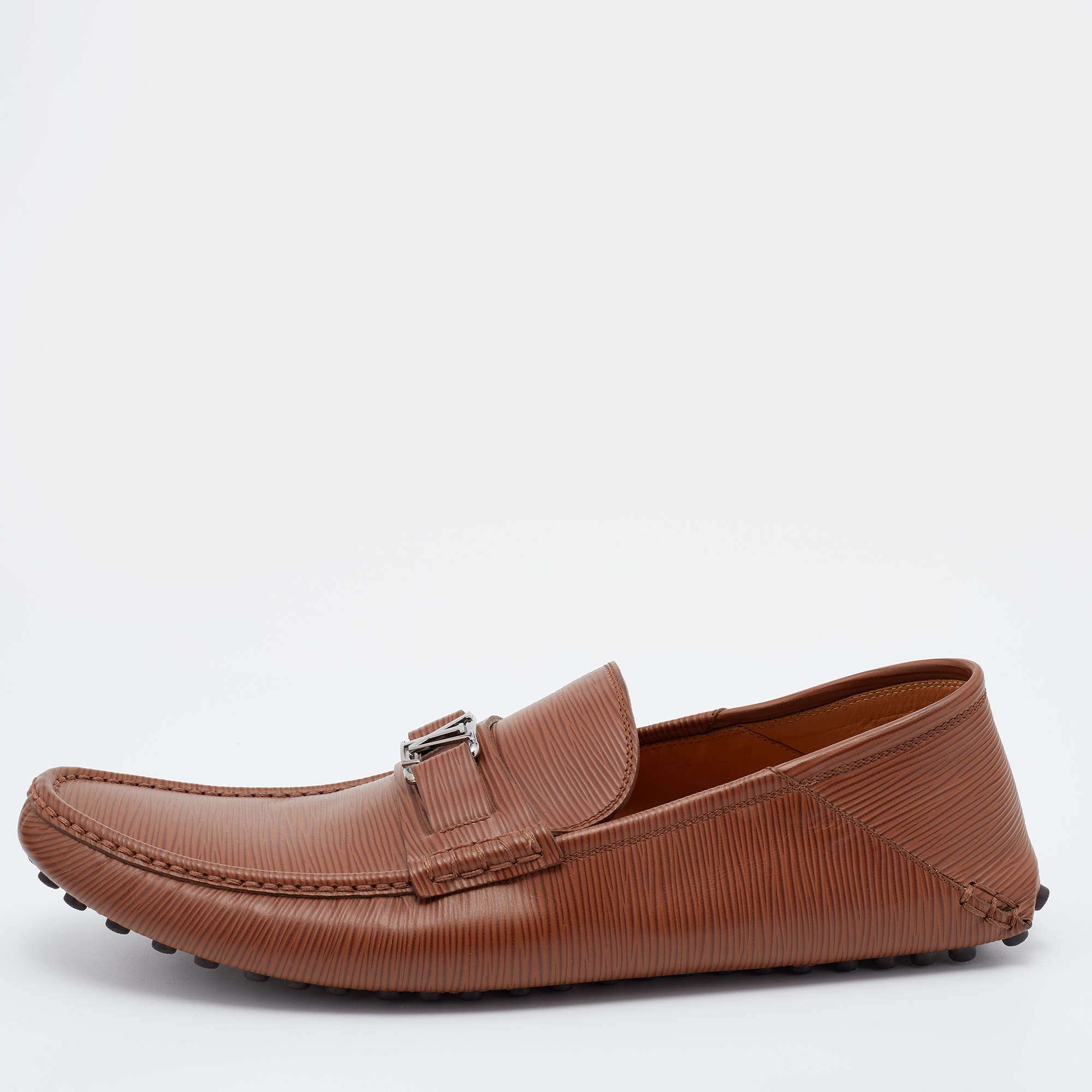 مملوكة مسبقًا Louis Vuitton Brown Epi Leather Major Slip On Loafers Size 44.5