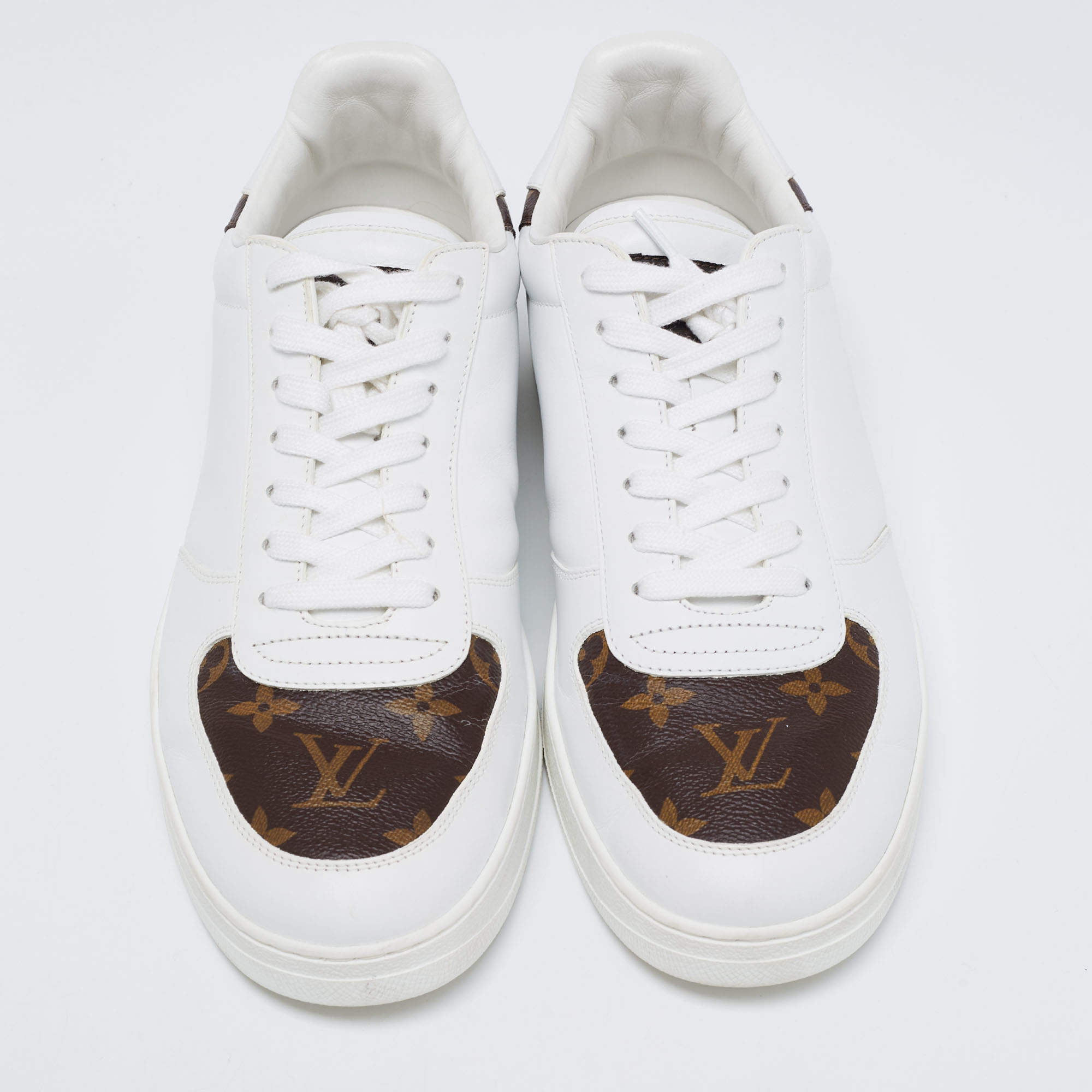 Louis Vuitton White/Brown Leather and Monogram Canvas Rivoli Low-Top  Sneakers Size 41.5 Louis Vuitton | The Luxury Closet