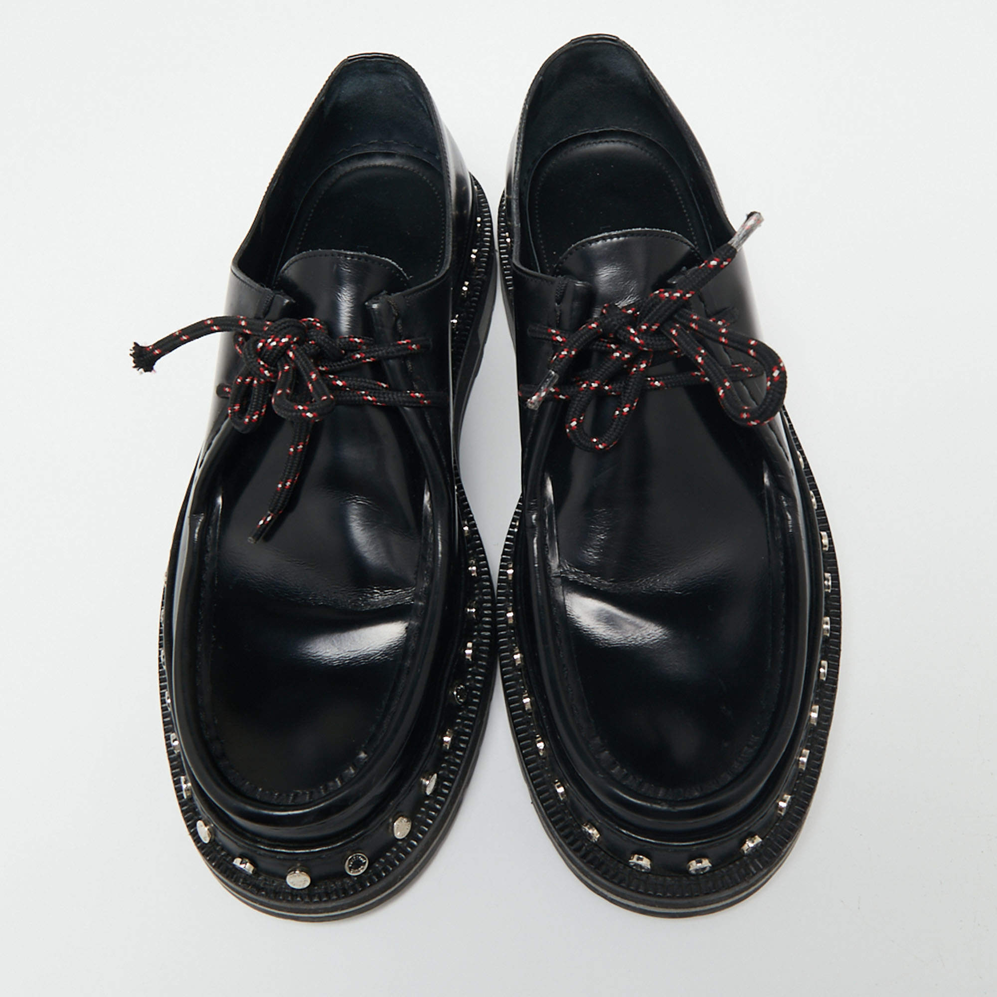 Louis Vuitton Black Leather Lace Up Derby Size 42.5 at 1stDibs