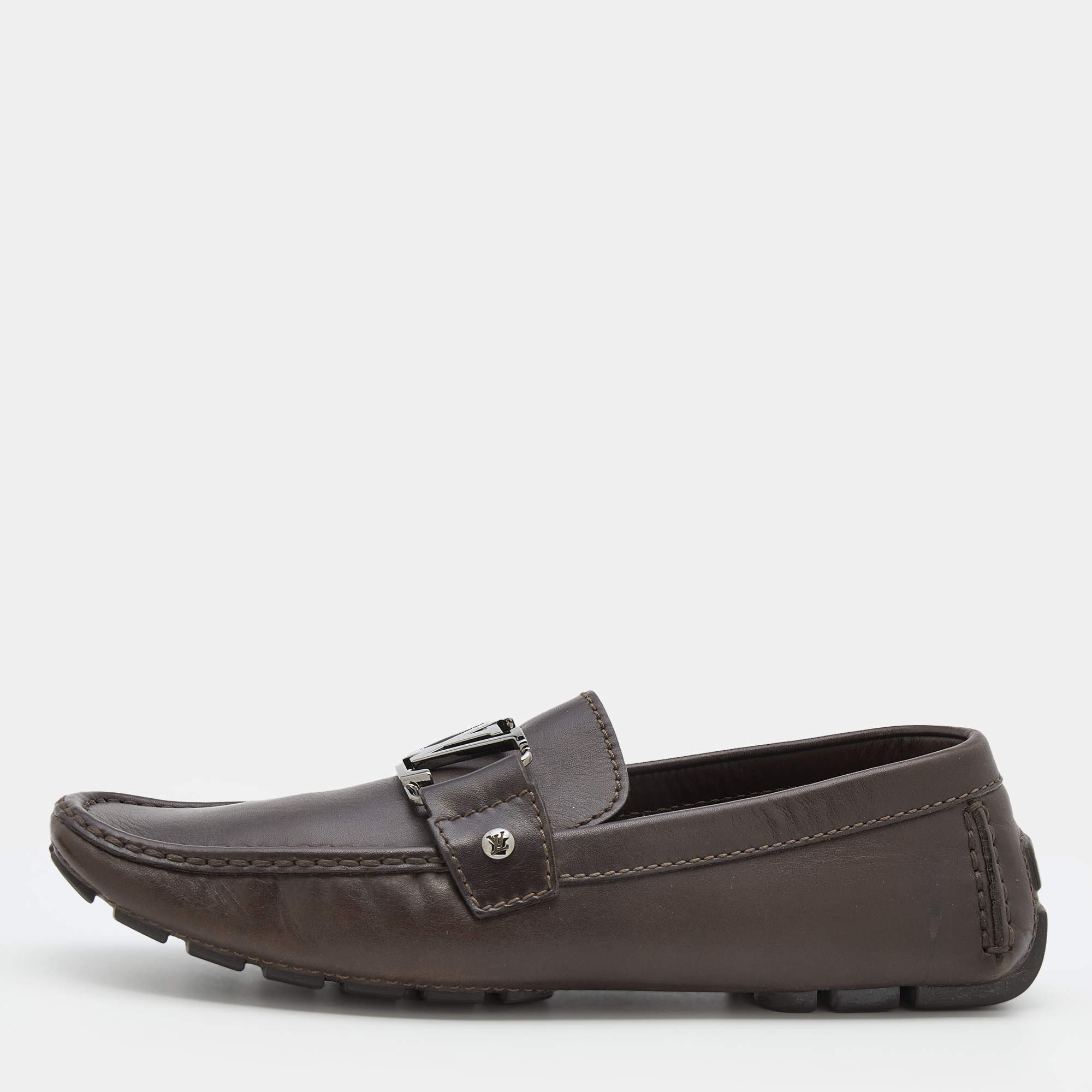 Louis Vuitton Brown Leather Monte Carlo Slip on Loafer Size 41