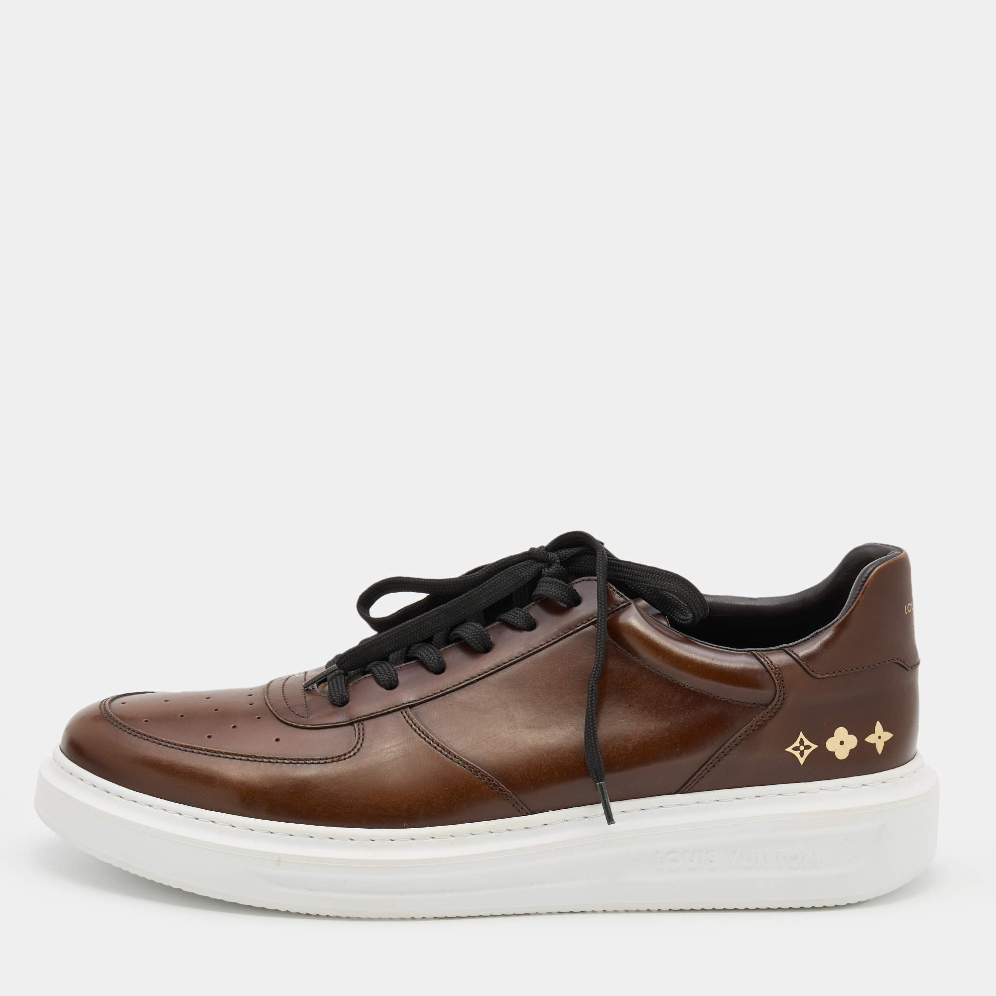 Louis Vuitton Brown Leather Lace Up Sneakers Size 46 Louis Vuitton