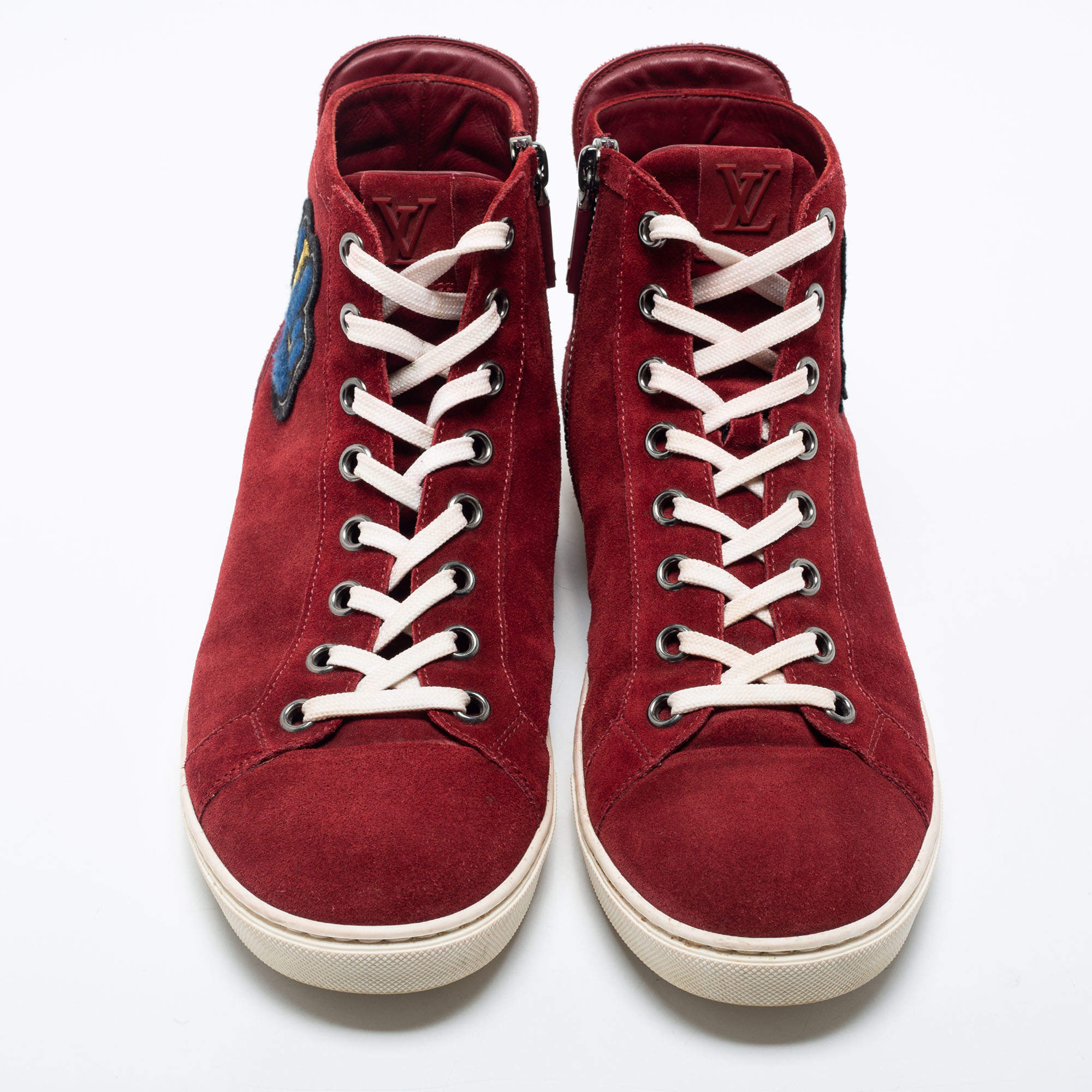 Louis Vuitton Red Suede High Top Sneakers Size 43 Louis Vuitton