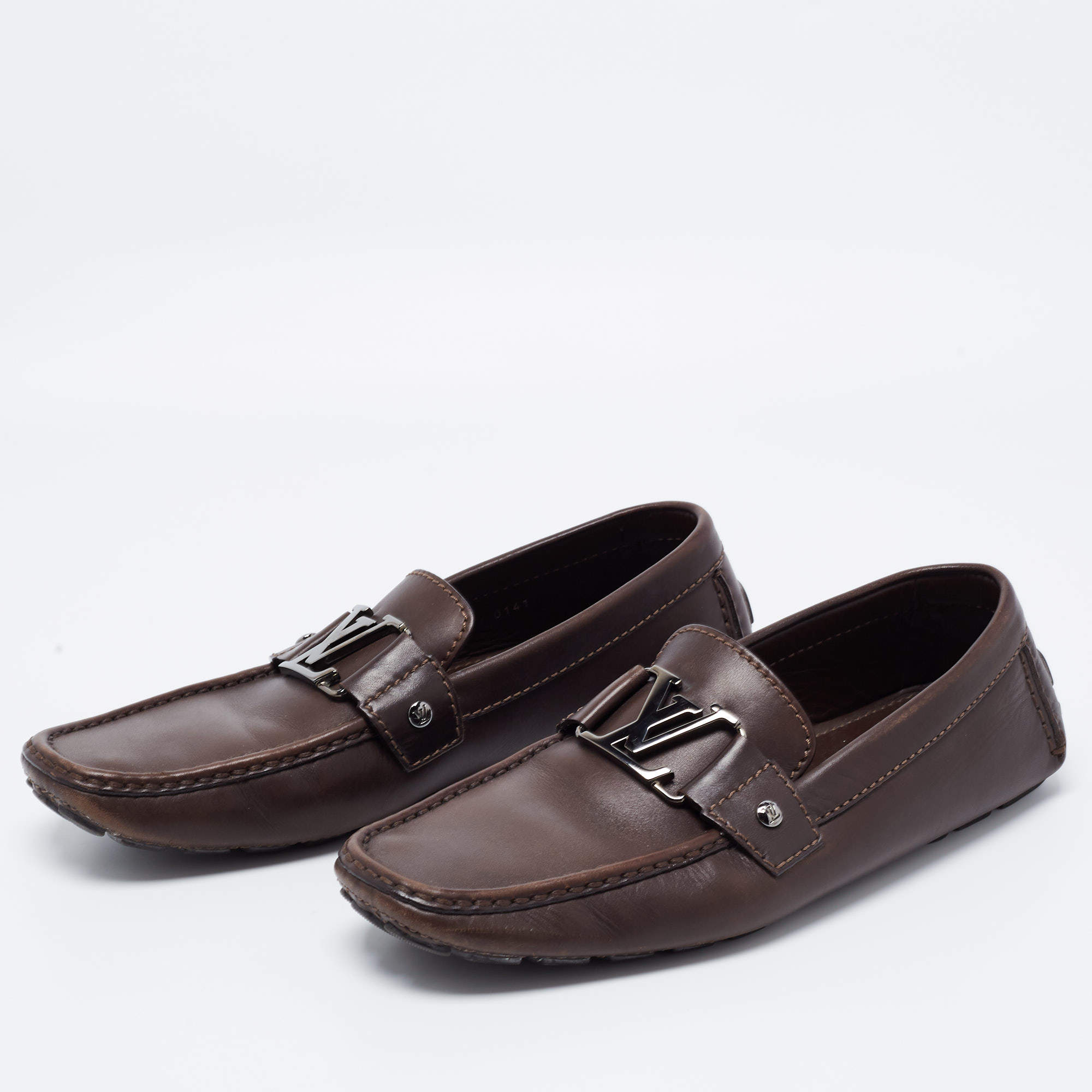 Louis Vuitton Brown Leather Slip on Loafers Size 41 Louis Vuitton