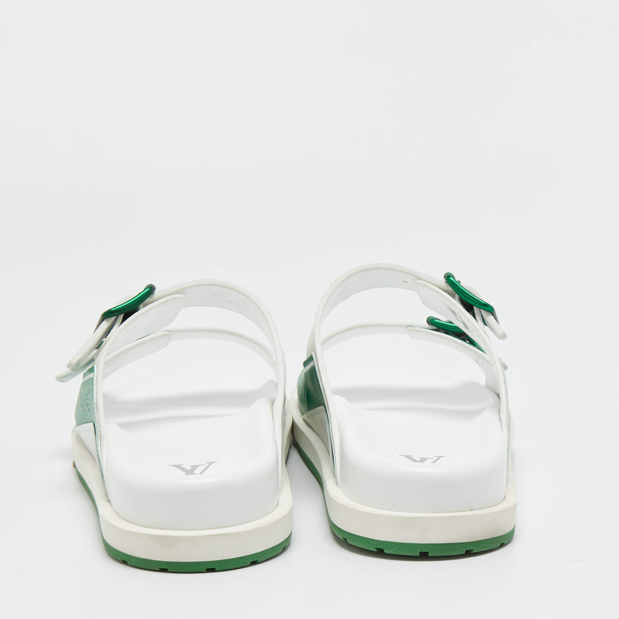 Louis Vuitton White/Green Leather LV Trainer Slides Size 42 Louis Vuitton |  The Luxury Closet