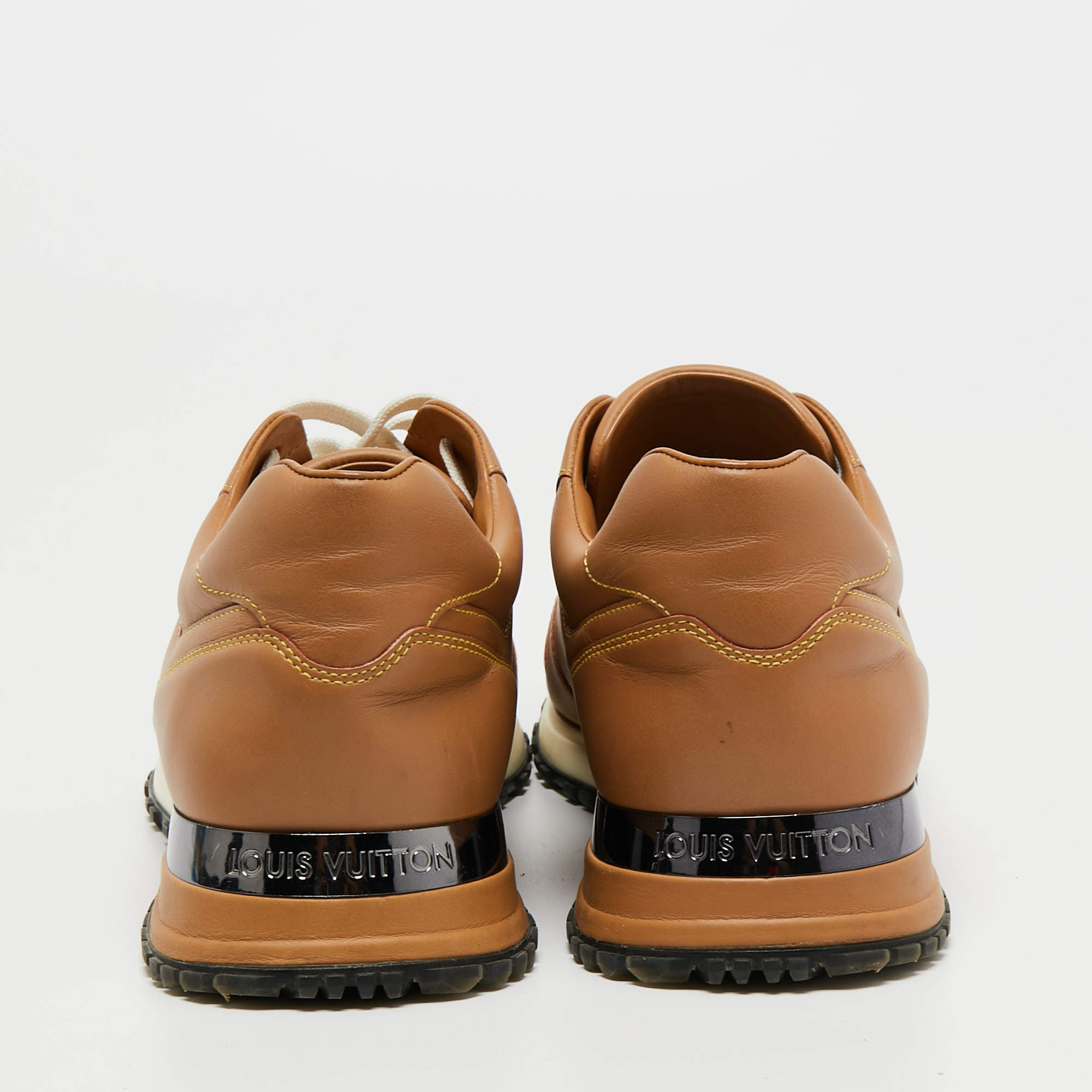 Louis Vuitton Tan/Brown Monogram Canvas And Leather Run Away Sneakers Size  41.5 at 1stDibs