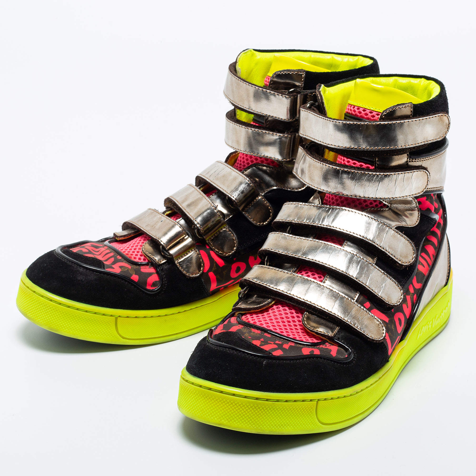 Louis Vuitton Multicolor Leather and Suede Graffiti Stephen High Top  Sneakers Size 40