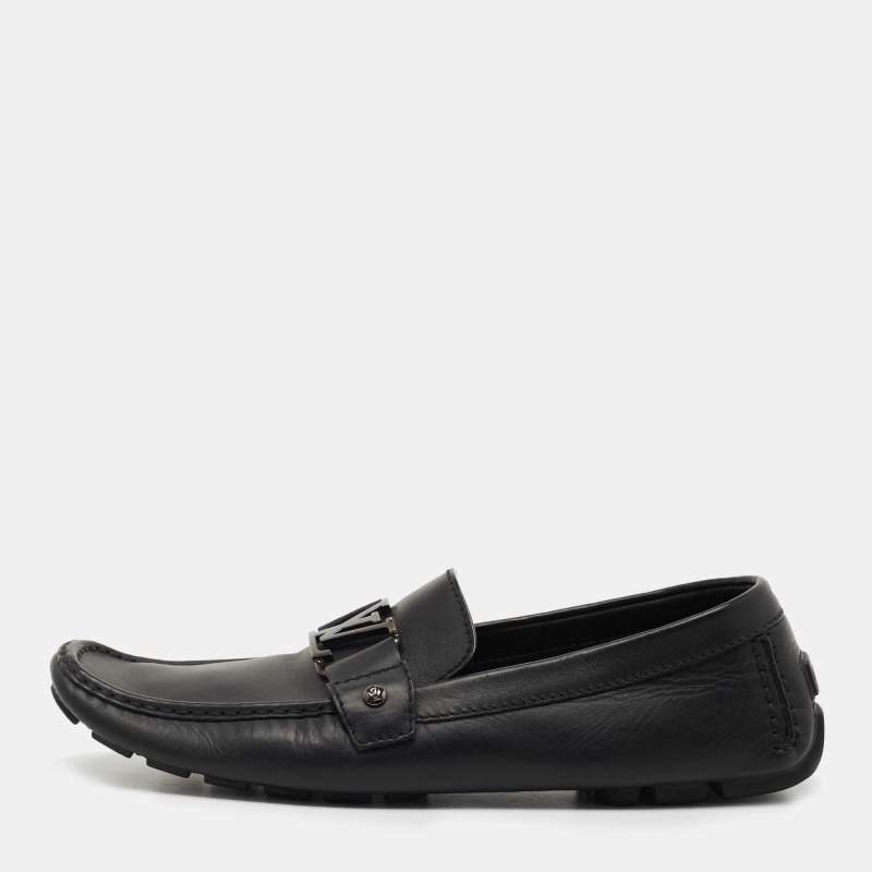 Louis Vuitton Black Leather Monte Carlo Loafers Size 44.5