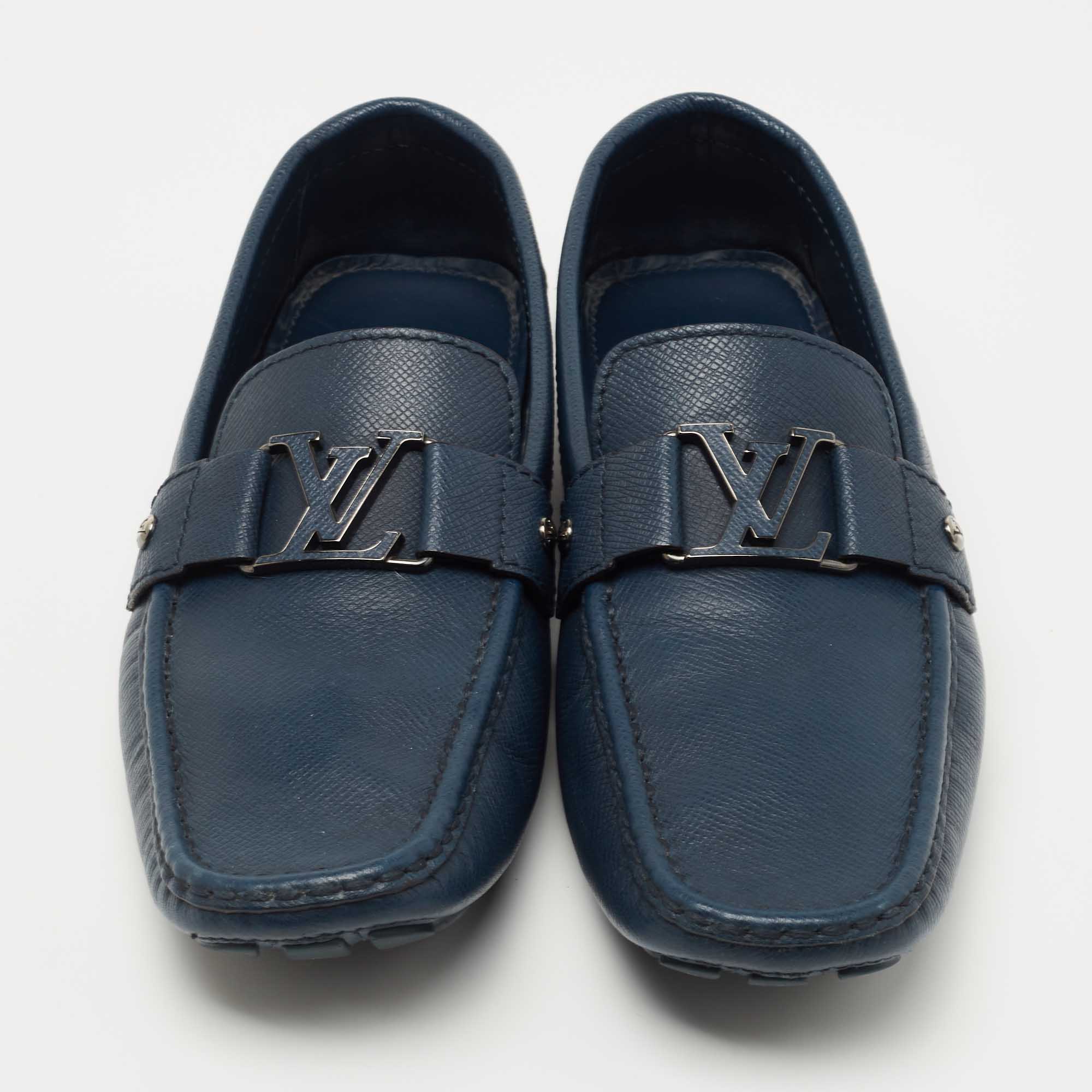 Louis Vuitton loafers model Monte-Carlo shoe, Cut 11 Blue Leather  ref.106909 - Joli Closet