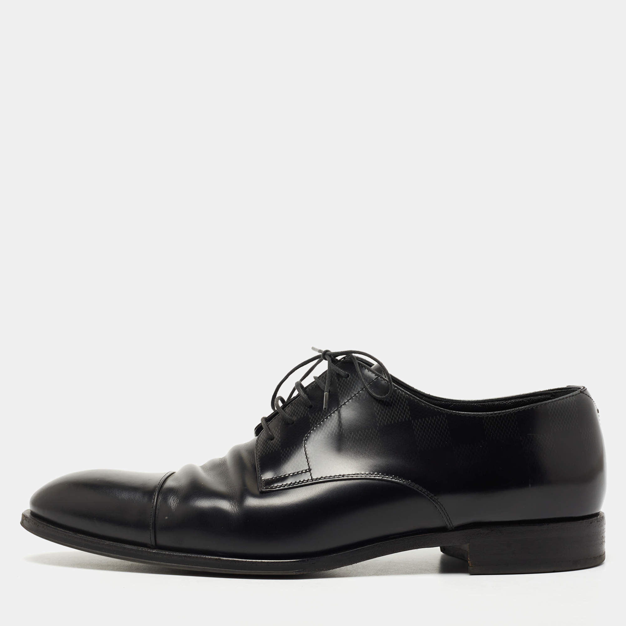 Louis Vuitton Black Damier Embossed Leather Lace Up Oxfords Size 43.5 ...