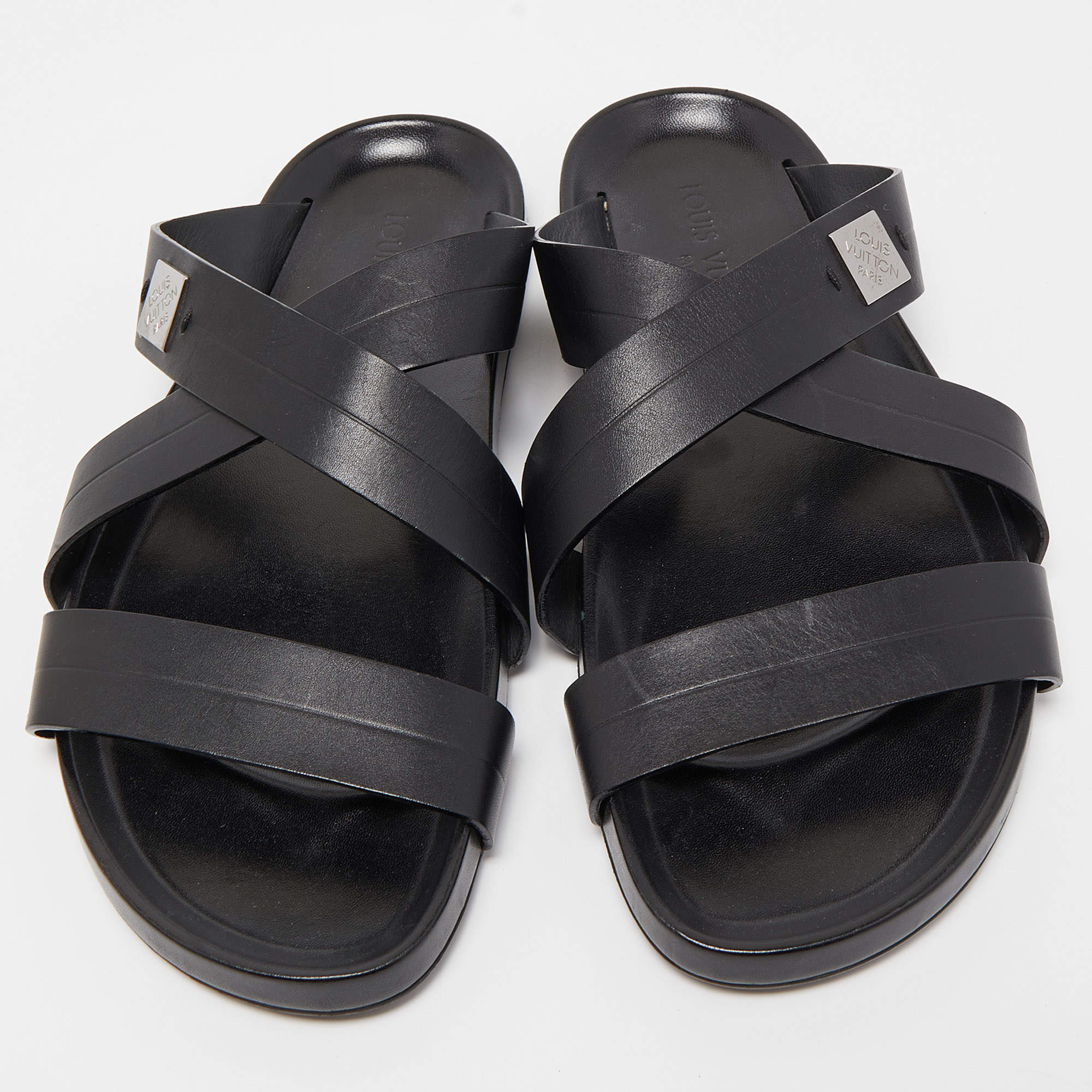 Leather sandals Louis Vuitton Black size 42 IT in Leather - 35877844