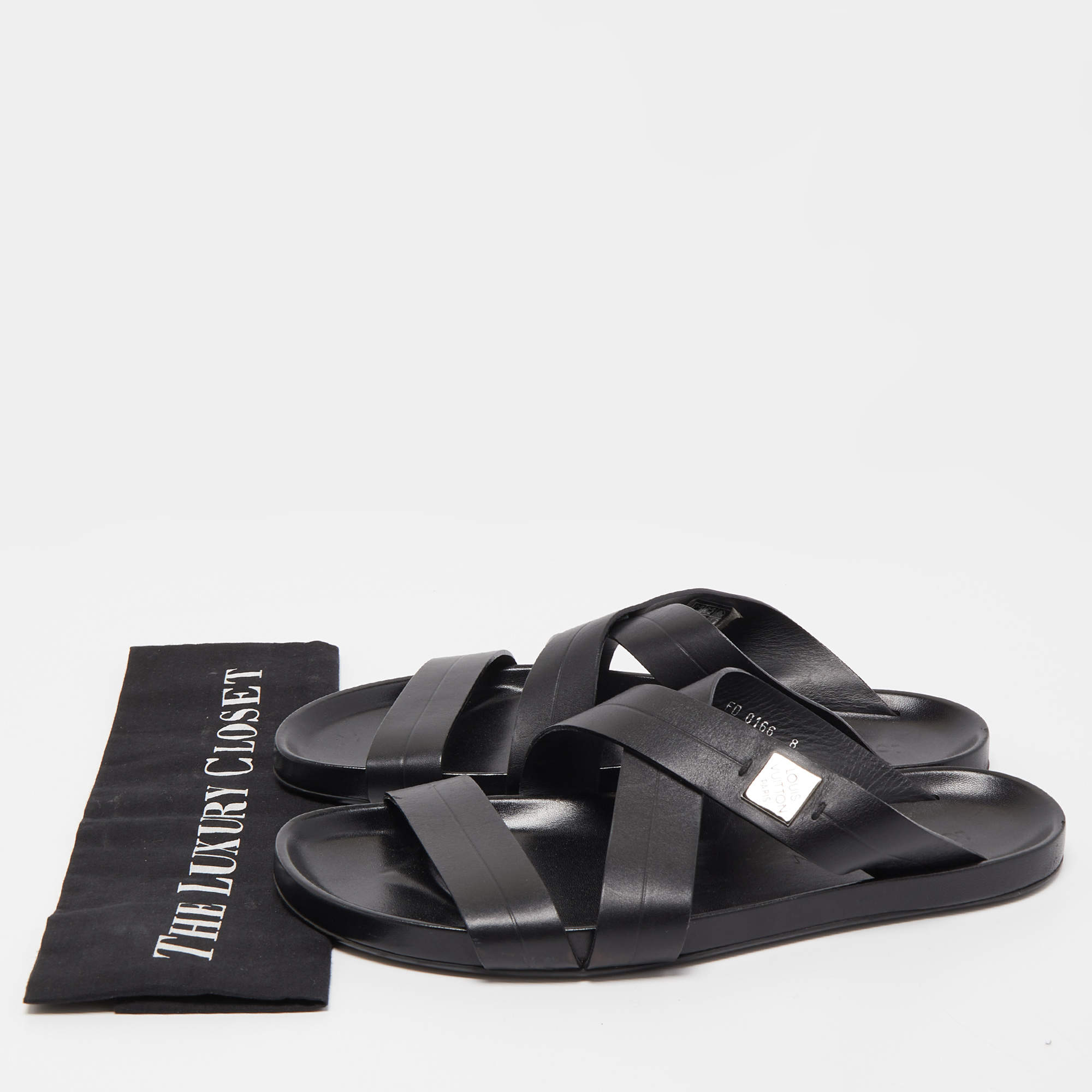 Leather sandals Louis Vuitton Black size 42 IT in Leather - 35877844