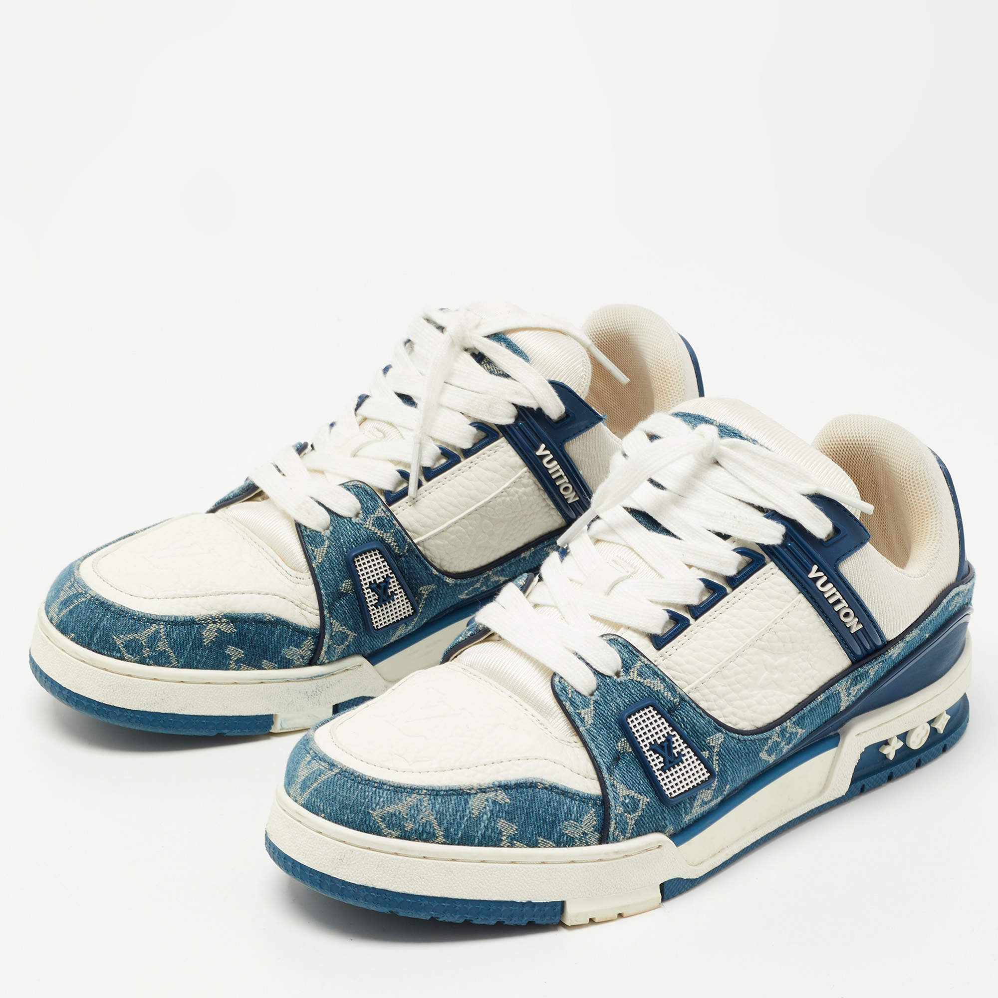 Louis Vuitton Men's Blue Denim Monogram Logo Low Top Trainers Sneakers Size  8 Lv New – THE-ECHELON