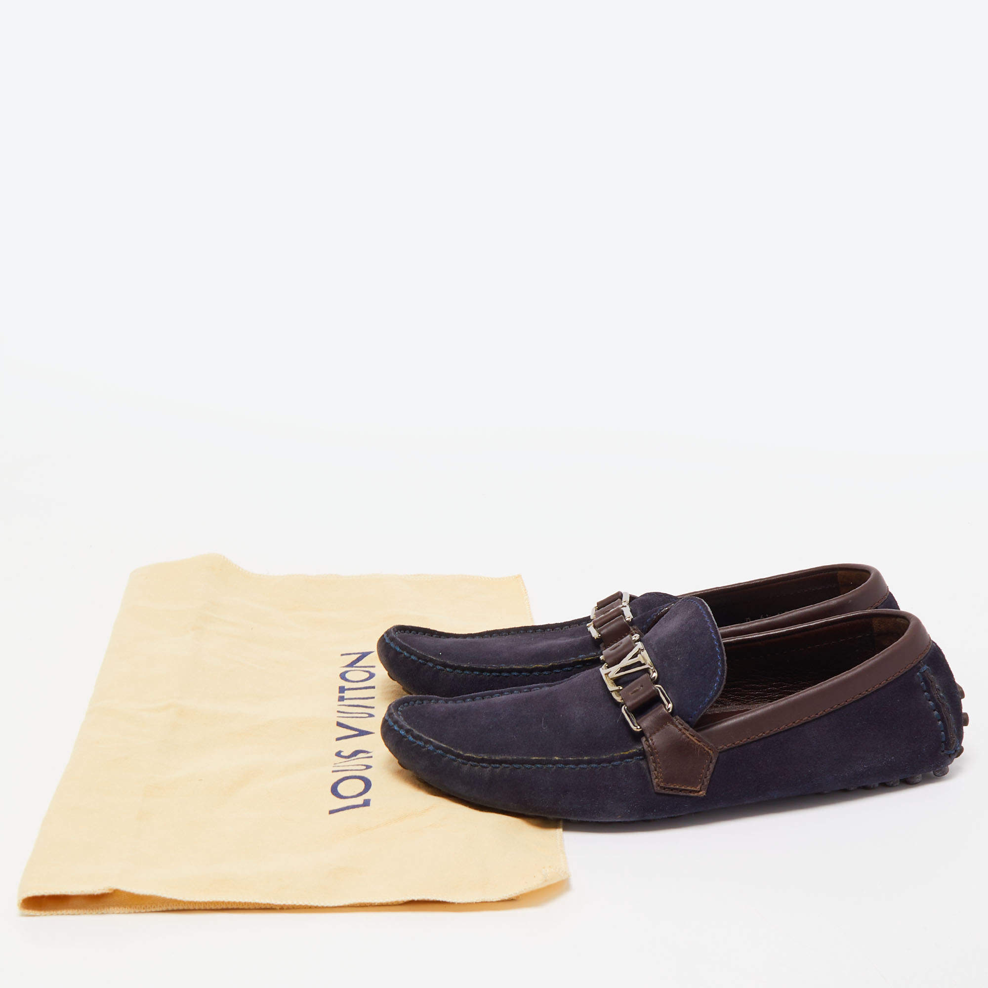 Louis Vuitton men Loafers in blue suede // Model: Hockenheim // Size: 10 //  New