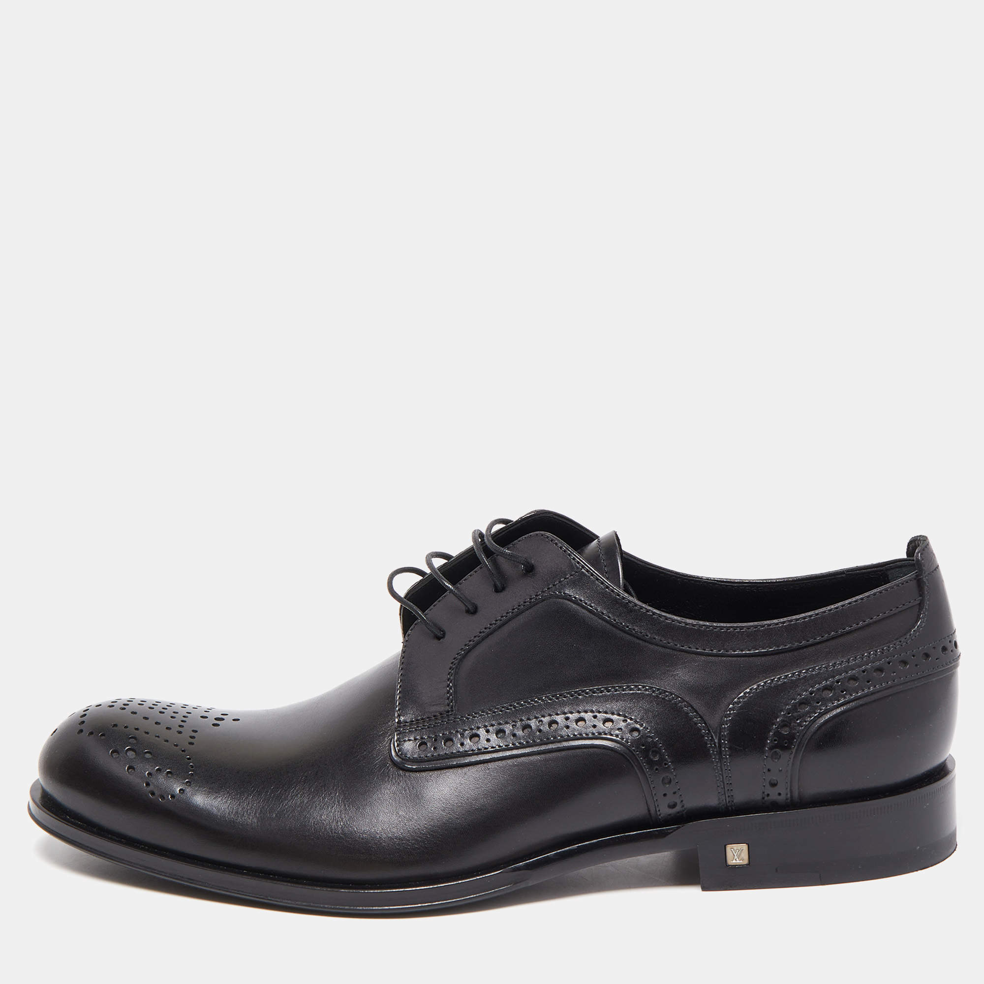 Louis Vuitton Black Brogue Leather Lace Up Oxfords Size 41