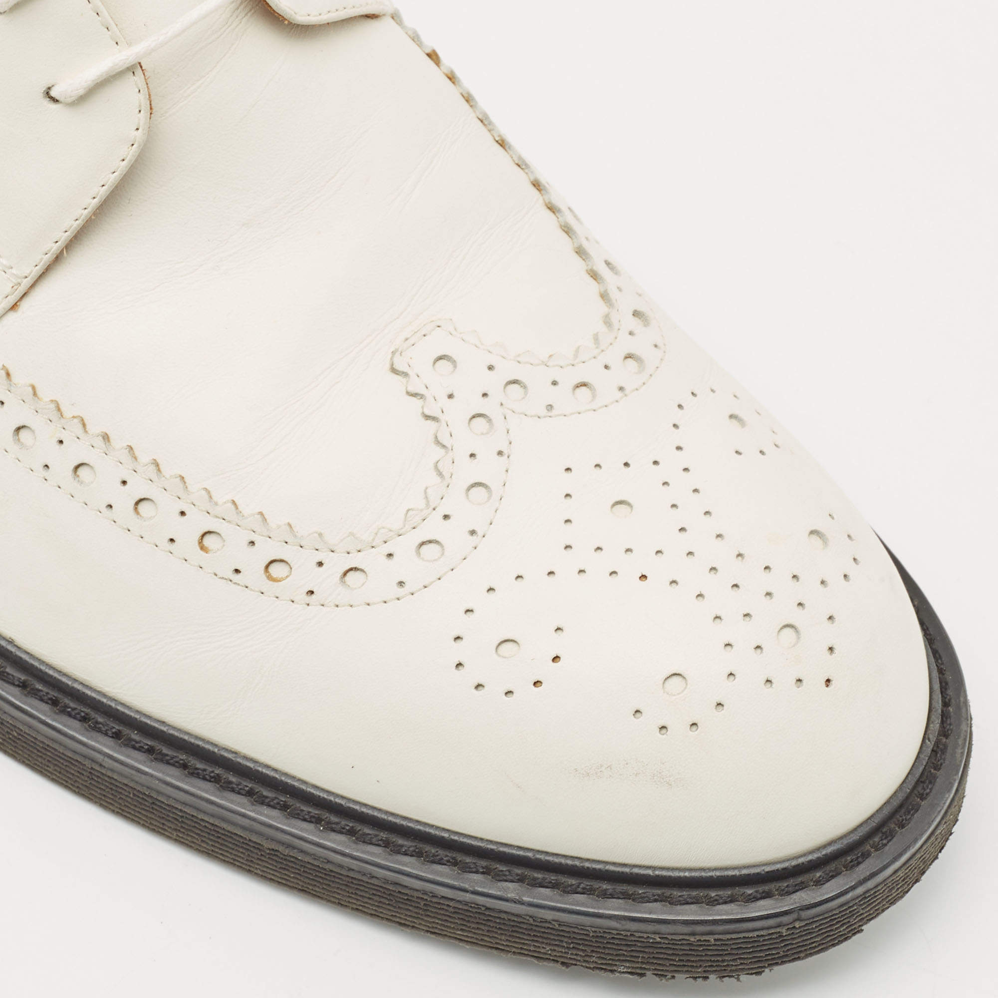 Louis Vuitton White Leather Lace Up Derby Size 43.5