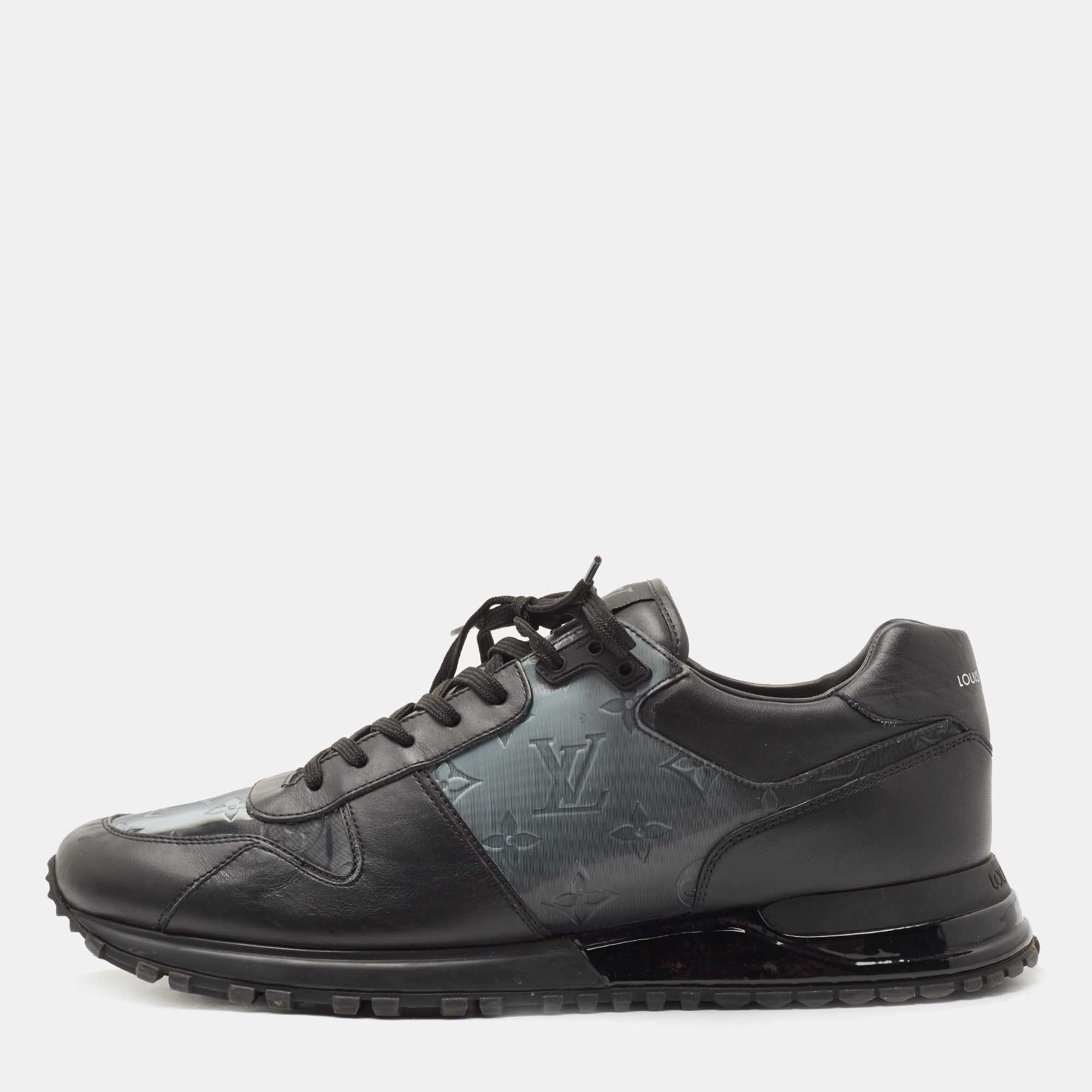 Louis Vuitton Black/Iridescent Monogram Textile and Leather Run Away  Sneakers Size 40 Louis Vuitton