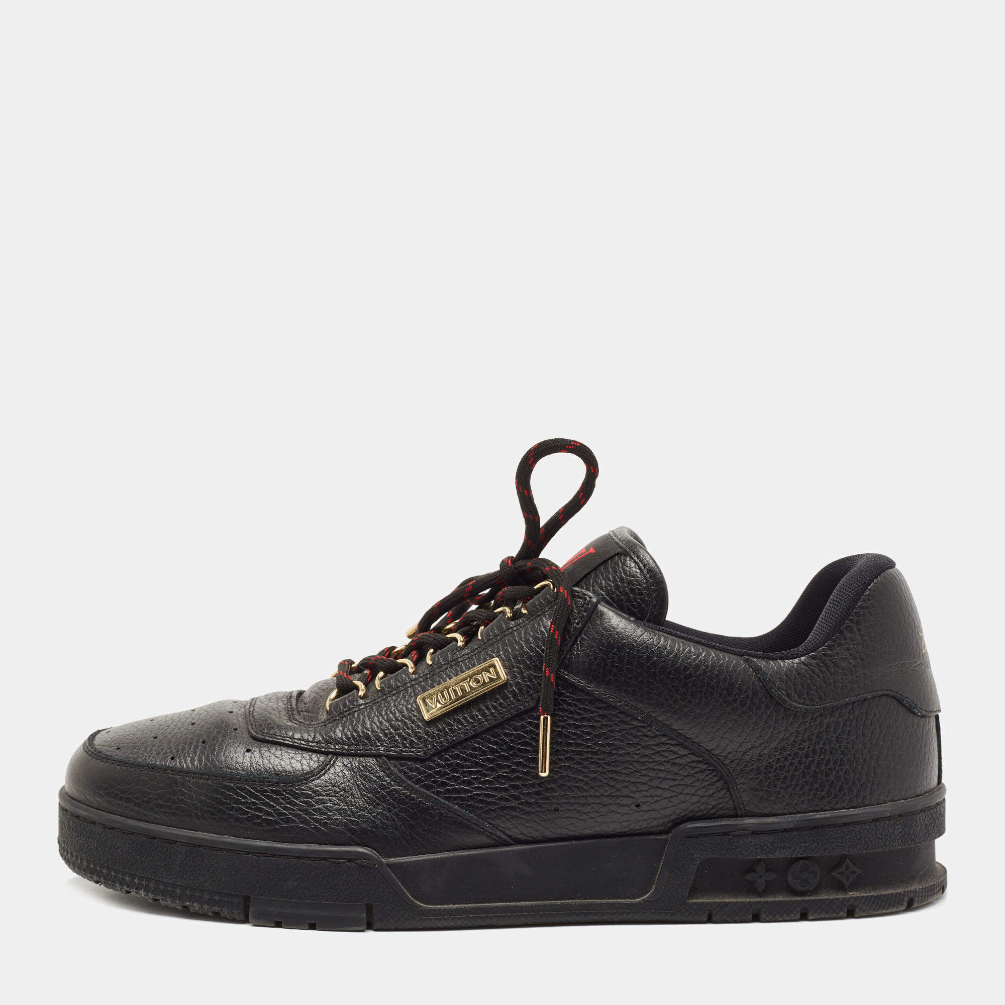 Louis Vuitton Black Leather Low Top Sneakers Size 43