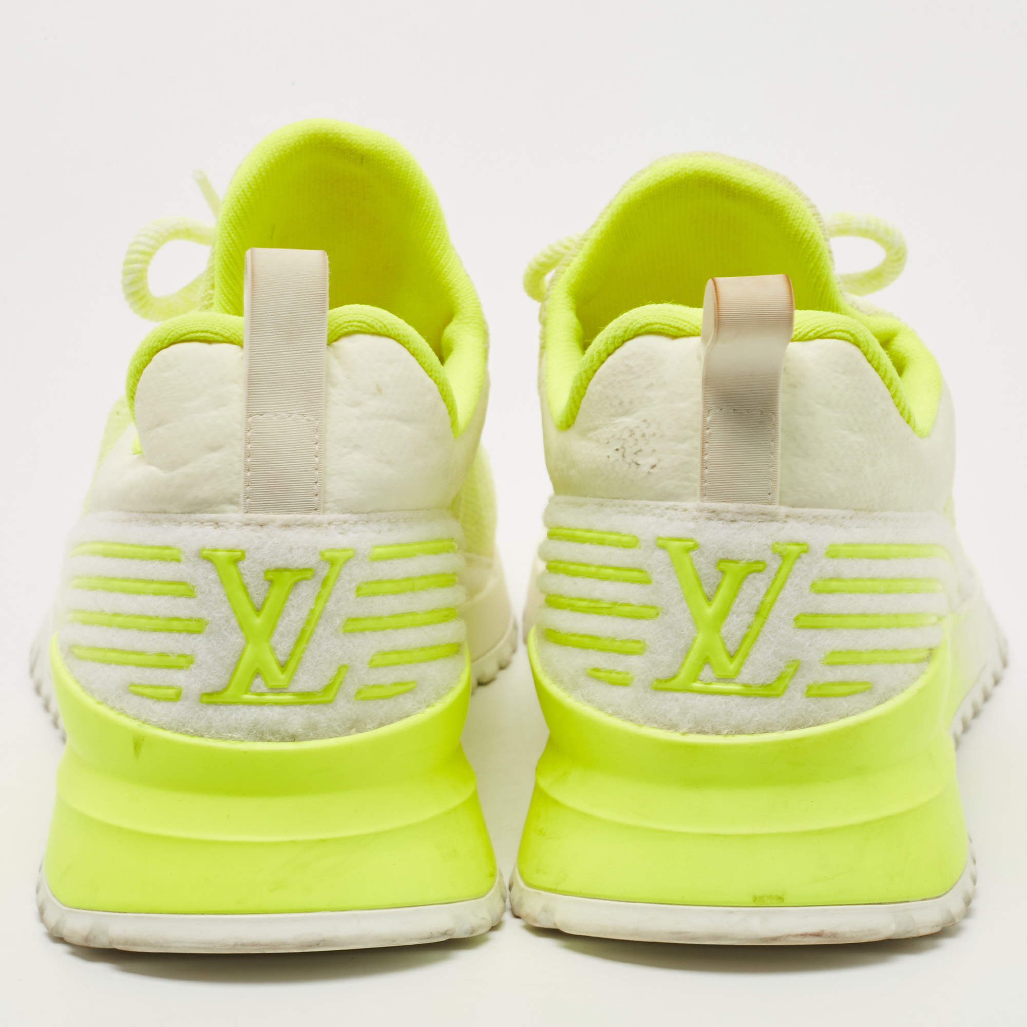 Louis Vuitton Neon Yellow Knit Fabric V.N.R Sneakers Size 42.5