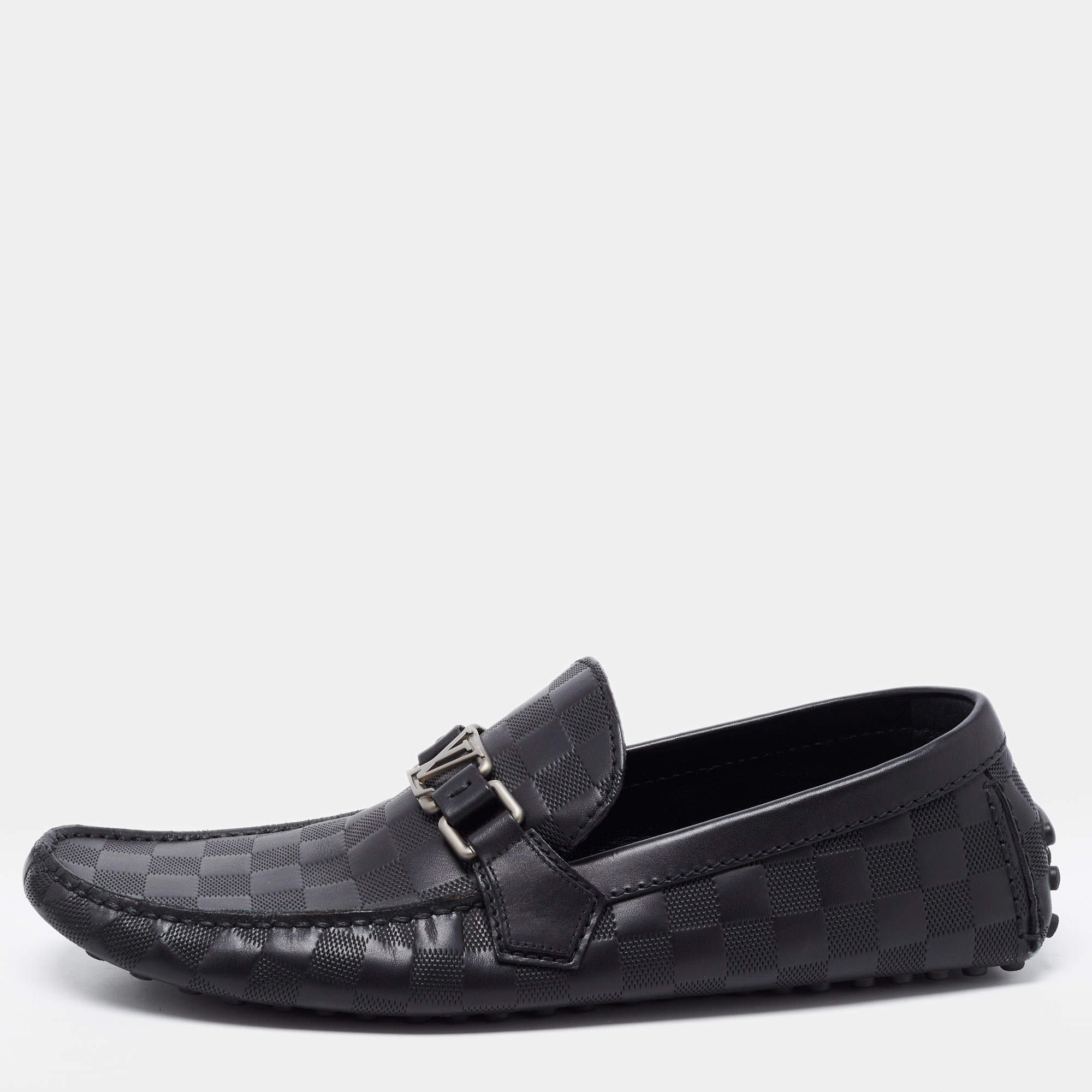 مملوكة مسبقًا Louis Vuitton Black Leather Hockehneim Loafers Size 43