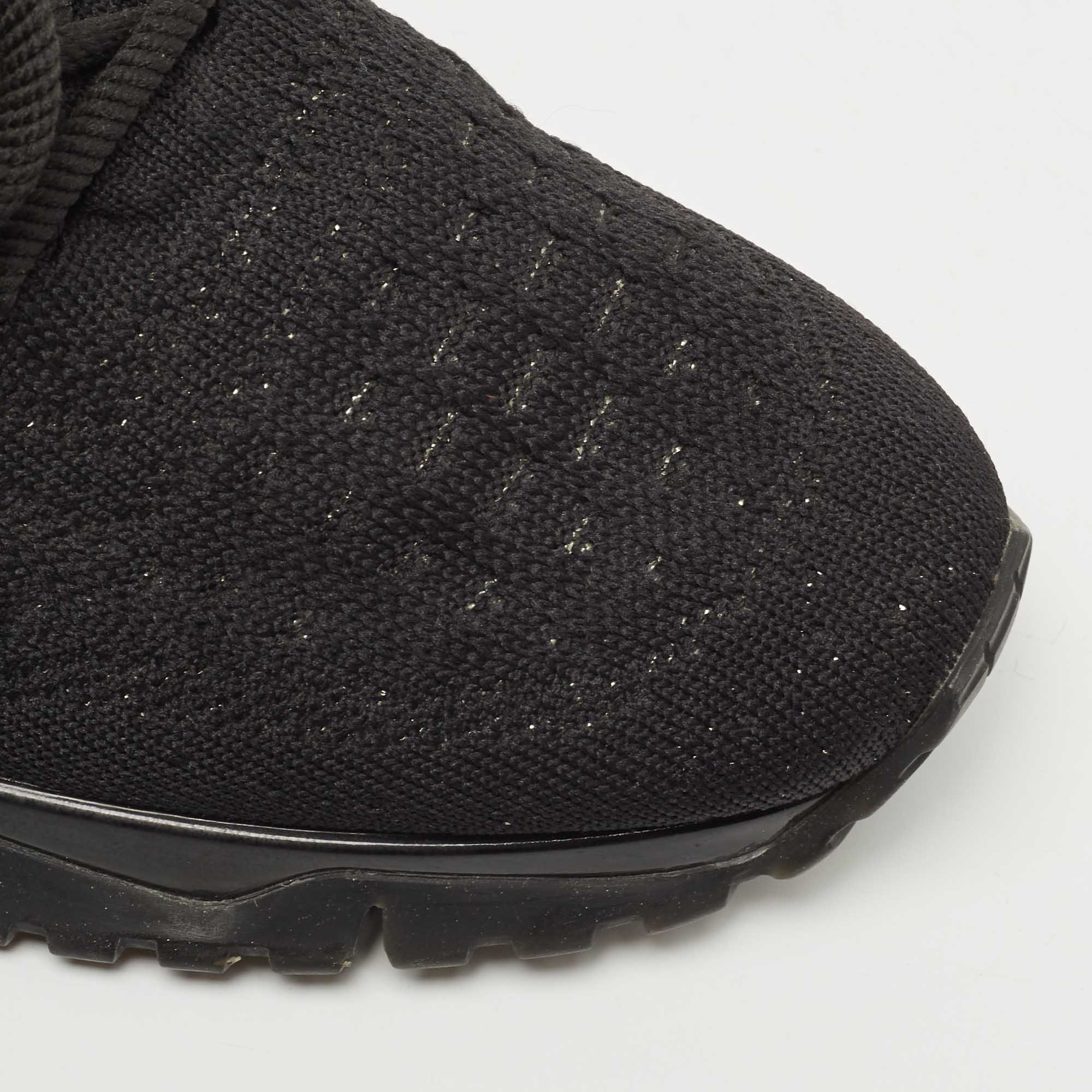Louis Vuitton Black Knit Fabric VNR Low Top Sneakers Size 38.5 - BOPF