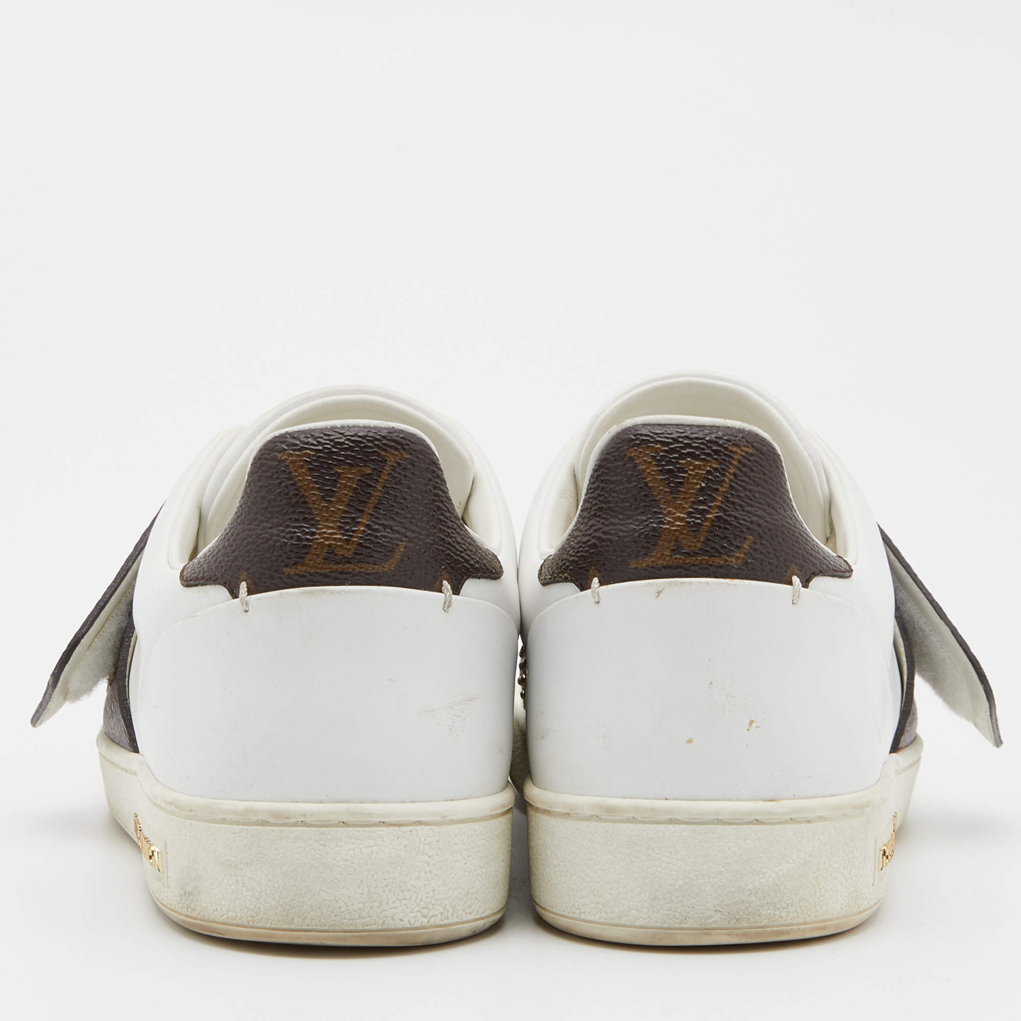 Louis Vuitton Frontrow White/Brown Studded Leather Sneaker 37.5 US 7.5  ref.894193 - Joli Closet