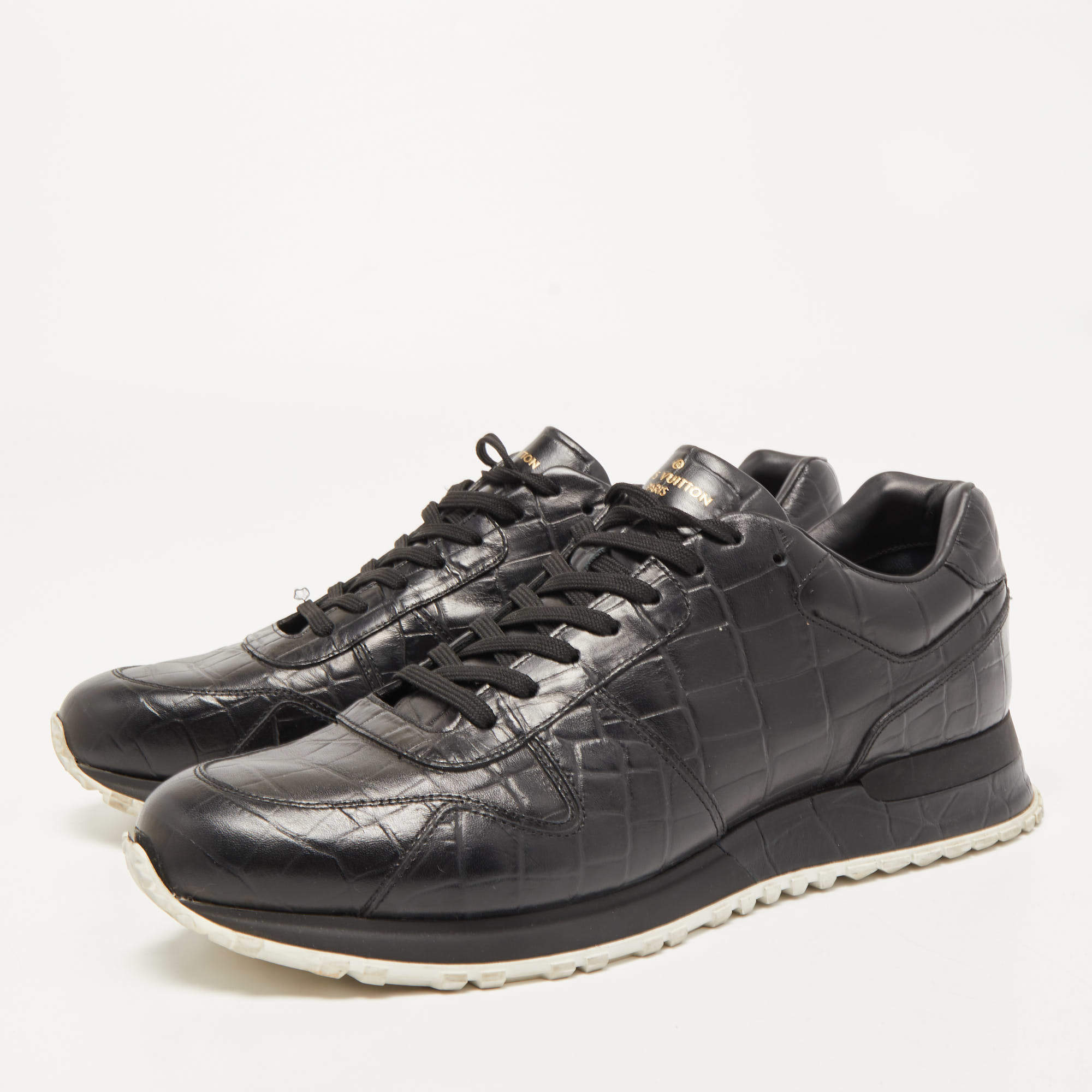 Louis Vuitton Black Damier Fabric and Leather Run Away Sneakers Size 42.5  Louis Vuitton | The Luxury Closet