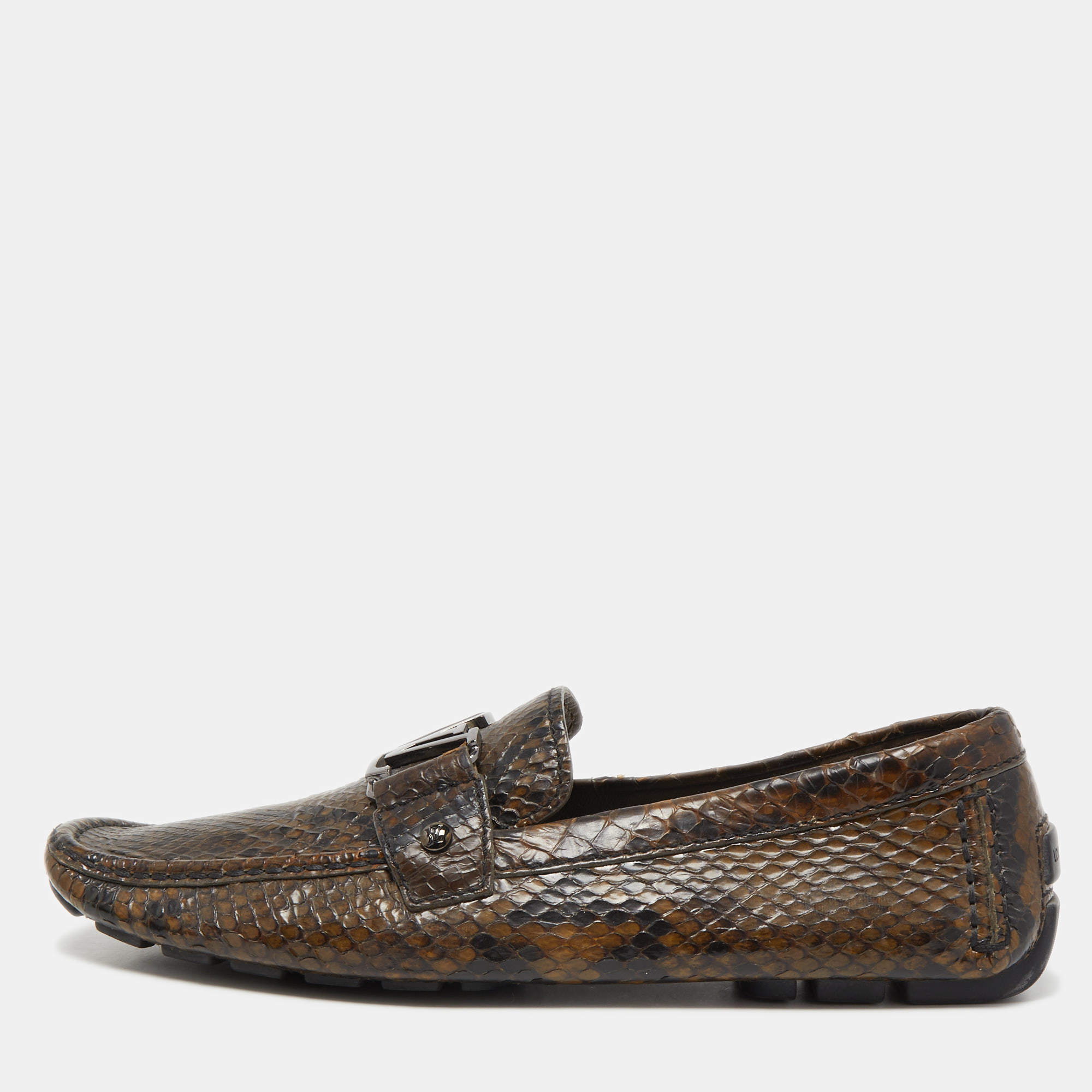 Louis Vuitton Two Tone Python Monte Carlo Loafers Size 42.5