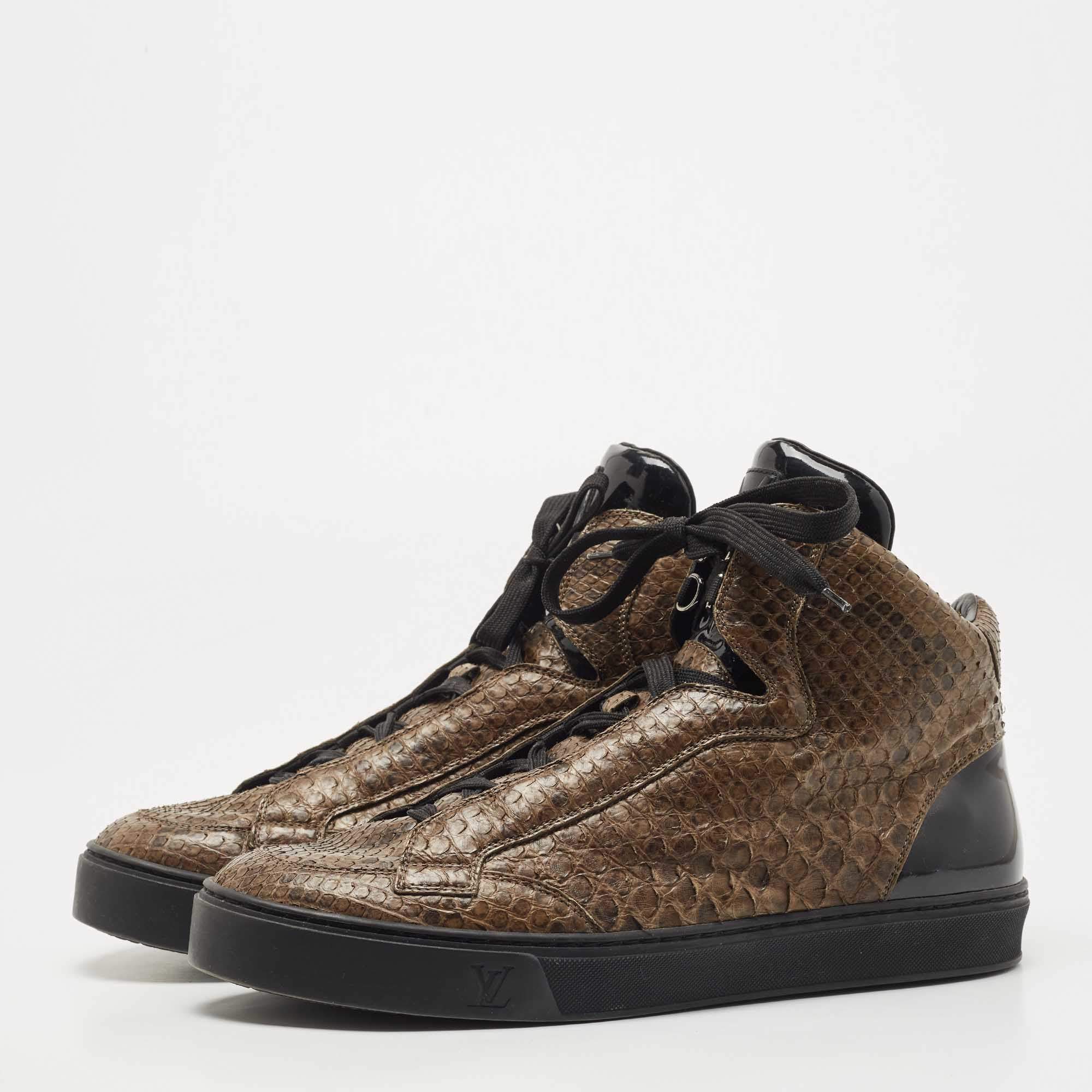 Louis Vuitton Beige/Brown Python Low Top Sneakers Size 41 Louis