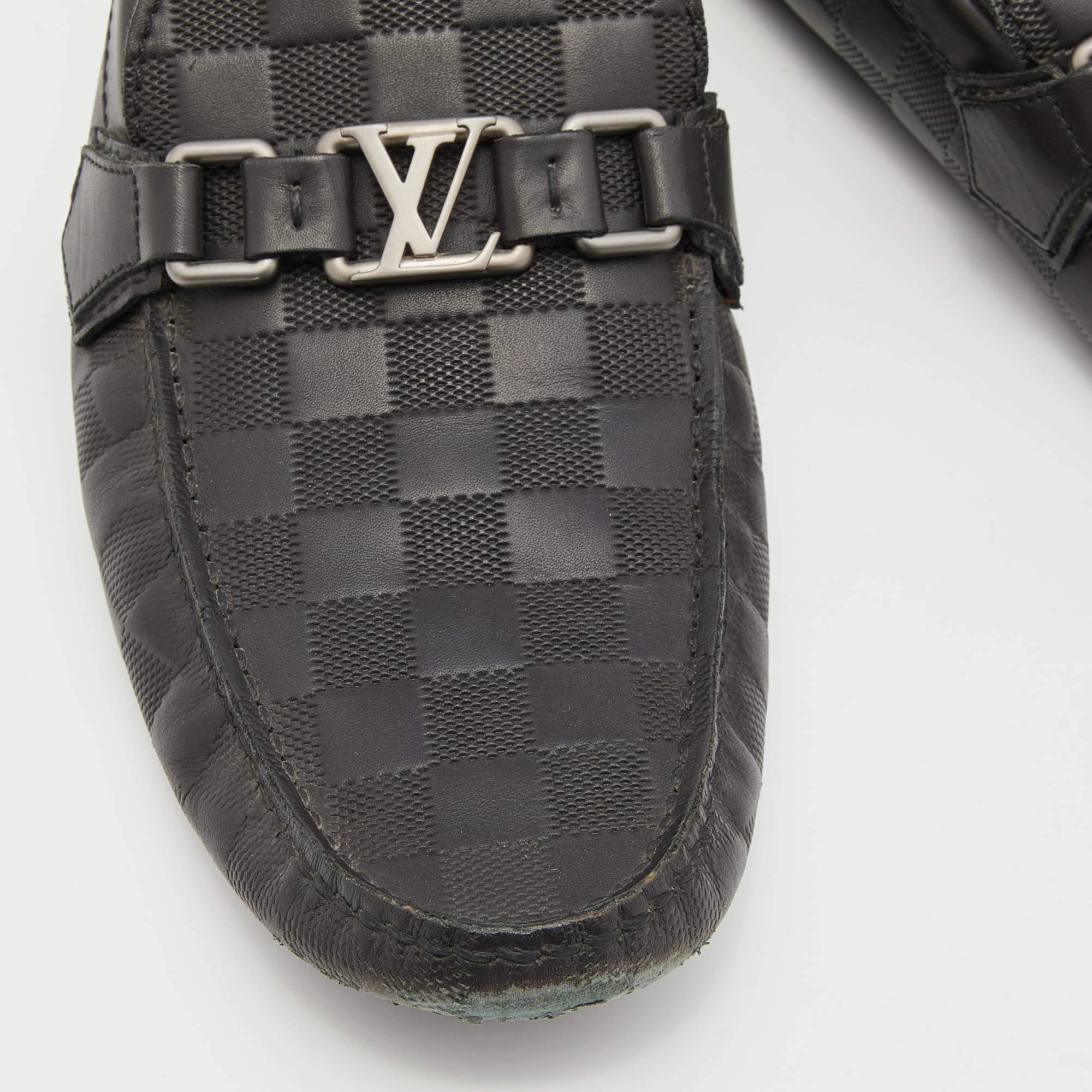 Louis Vuitton Black Damier Infini Leather Hockenheim Slip On Loafers Size  44 Louis Vuitton