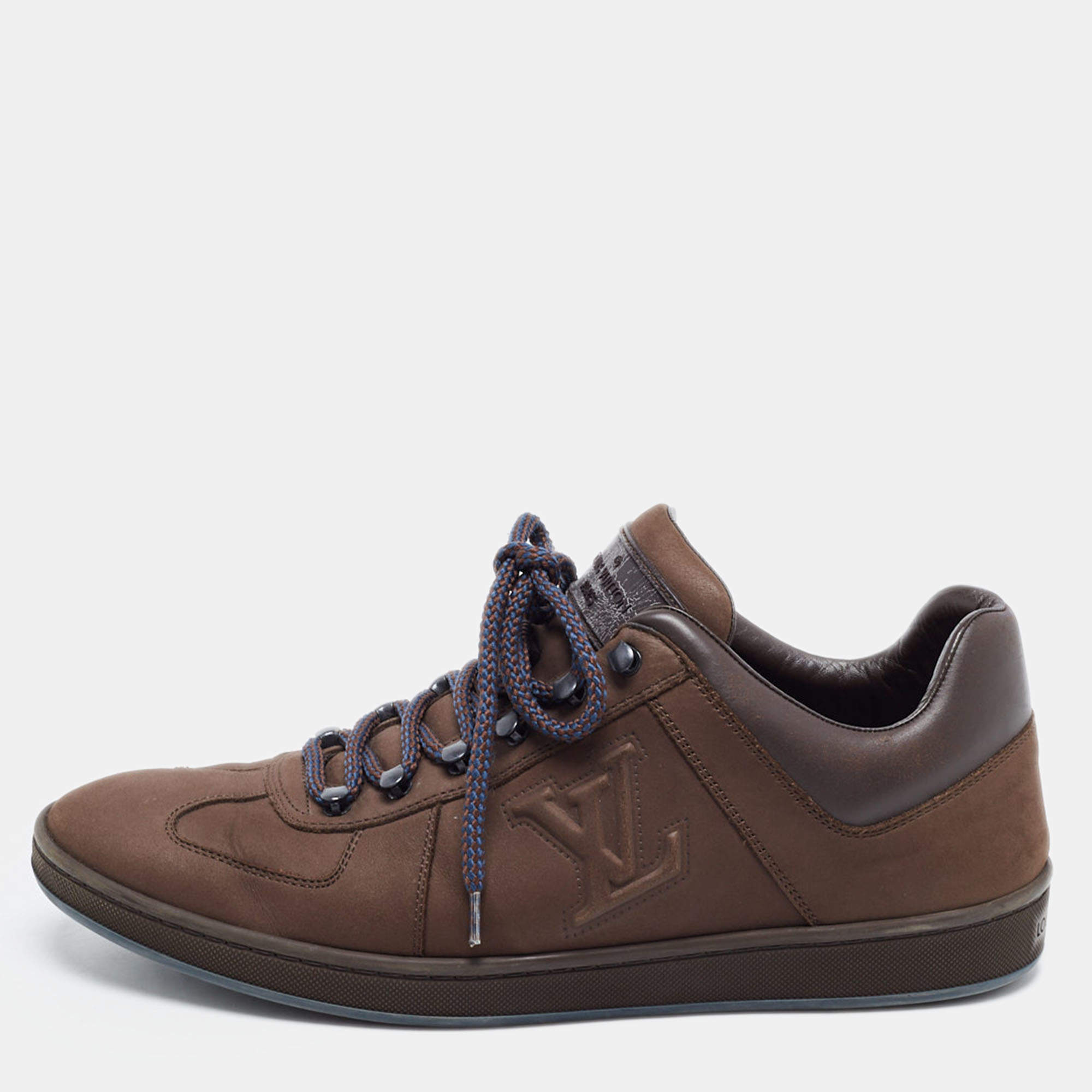 Louis Vuitton Brown Nubuck and Leather Low Top Sneakers Size 41