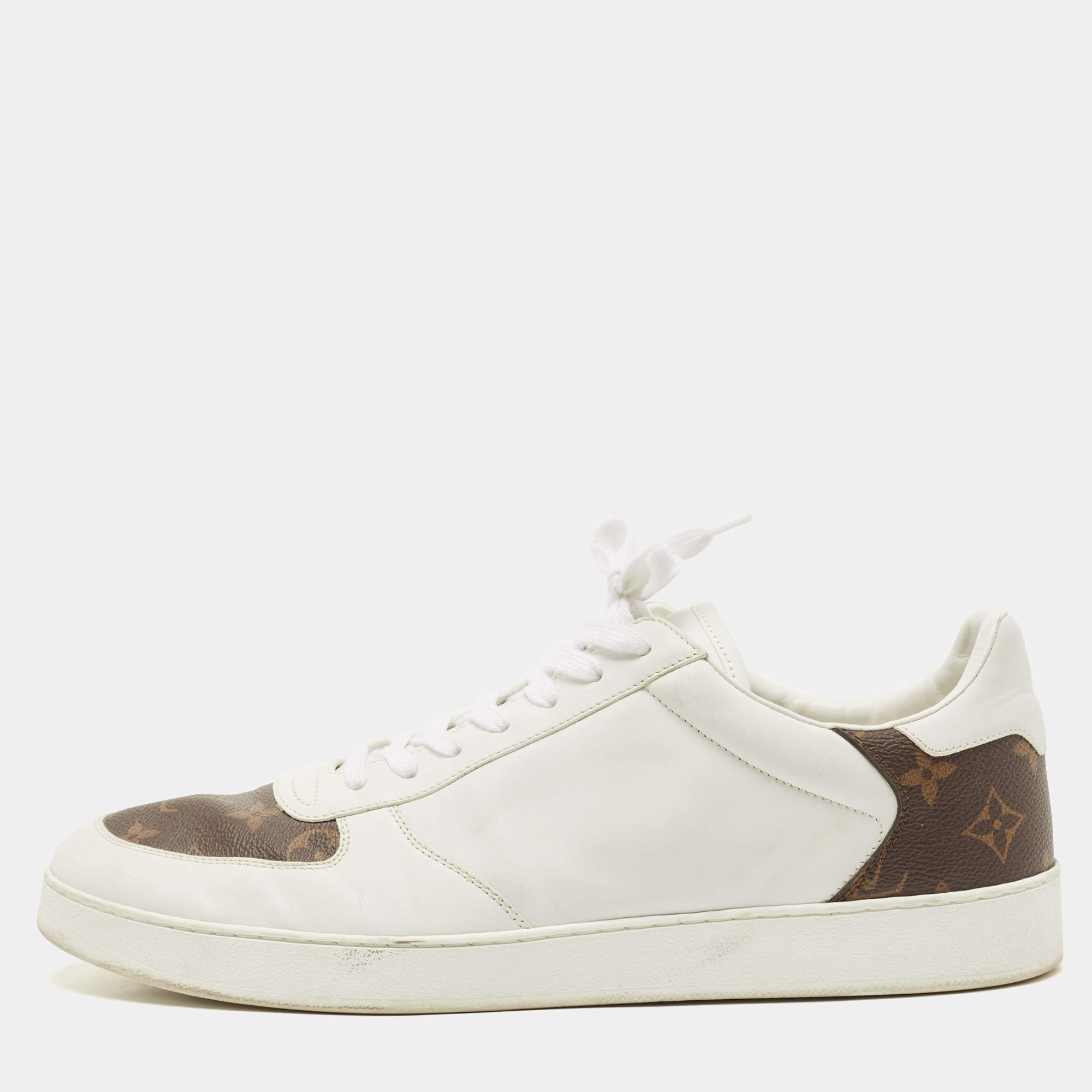 Louis Vuitton Men's White Leather Monogram Rivoli Sneaker Boot size 12 US  /11 LV