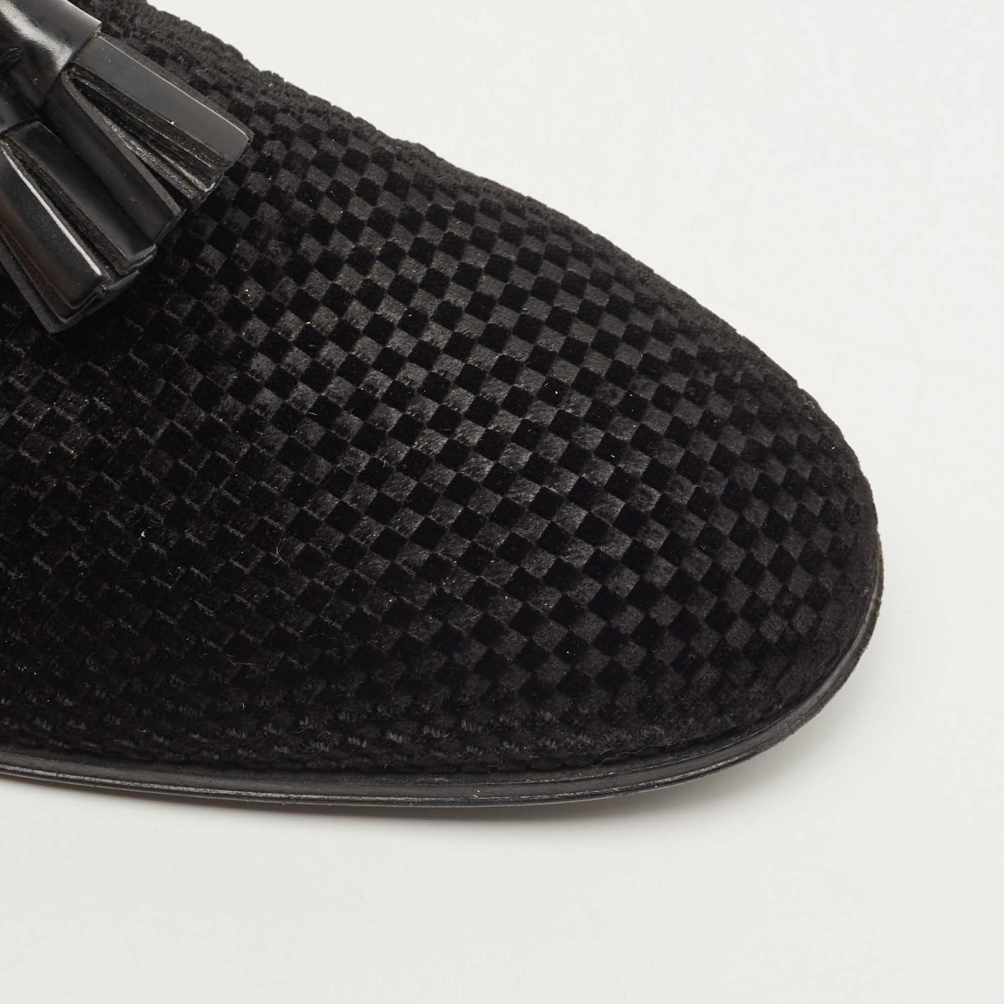 Louis Vuitton Black Check Velvet Tassel Detail Smoking Slippers Size 43.5 Louis  Vuitton