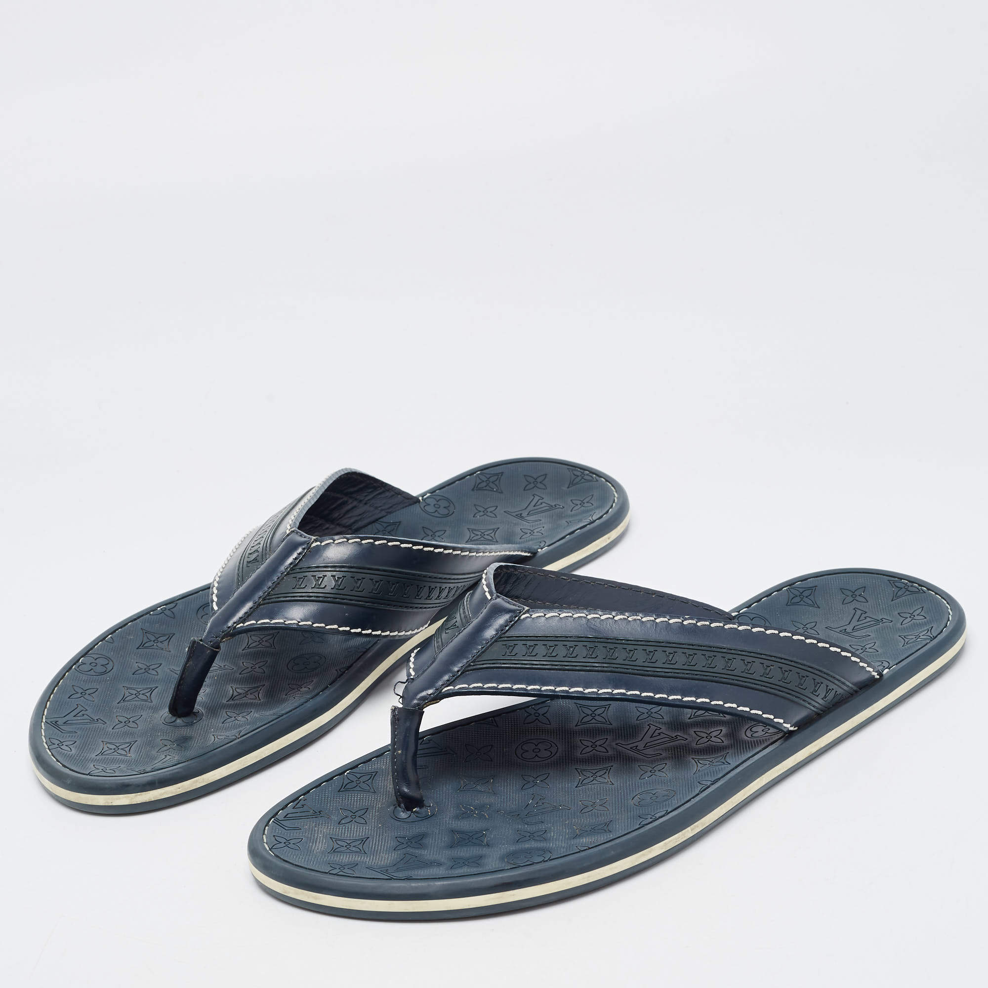 Louis Vuitton, Shoes, Louis Vuitton Brown Leather Canvas Strap Thong  Sandal Size 37 7