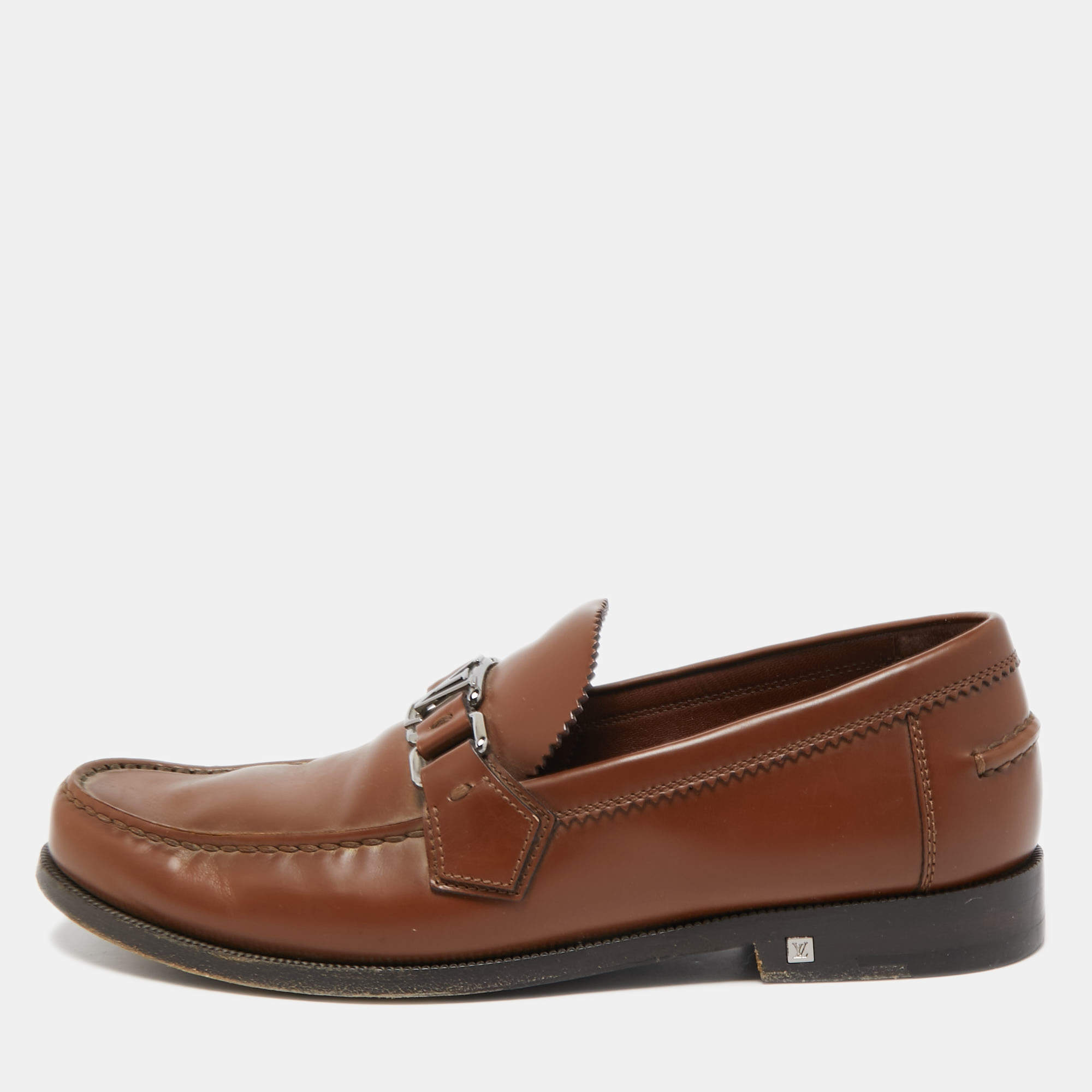Louis Vuitton Brown Leather Hockenheim Loafers Size 40
