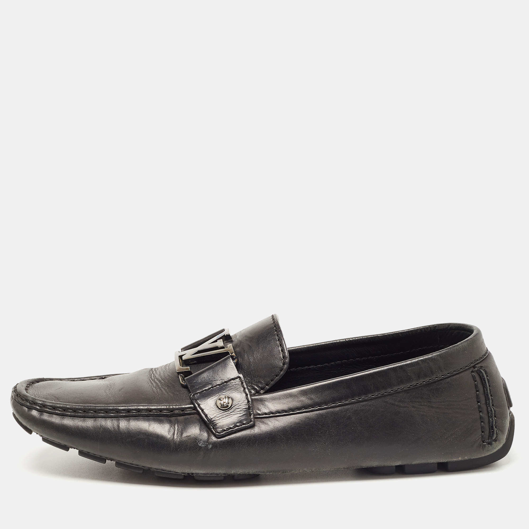 Louis Vuitton Black Leather Monte Carlo Loafers Size 43