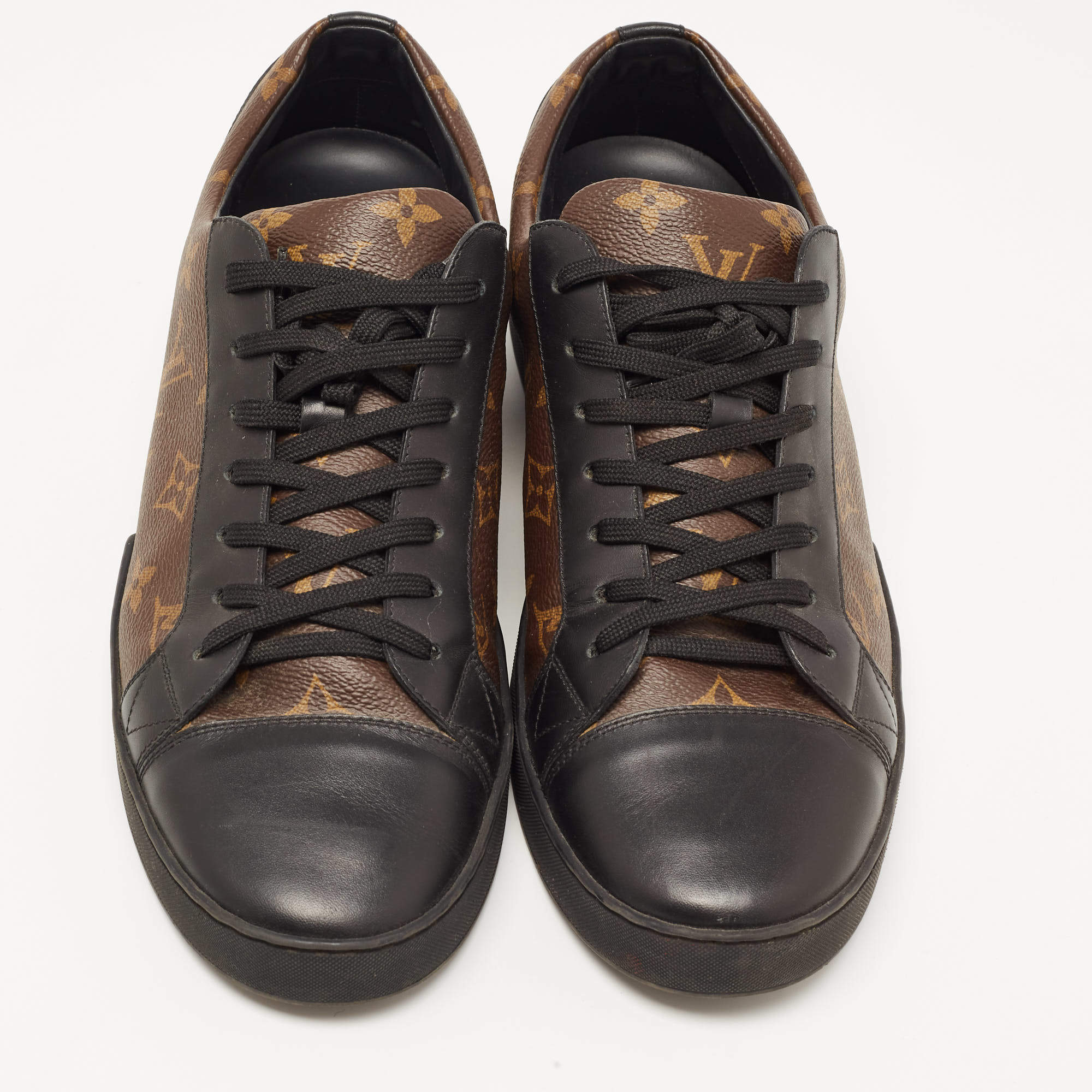 Louis Vuitton Brown/Black Monogram Canvas and Leather Match Up Low Top  Sneakers Size 43
